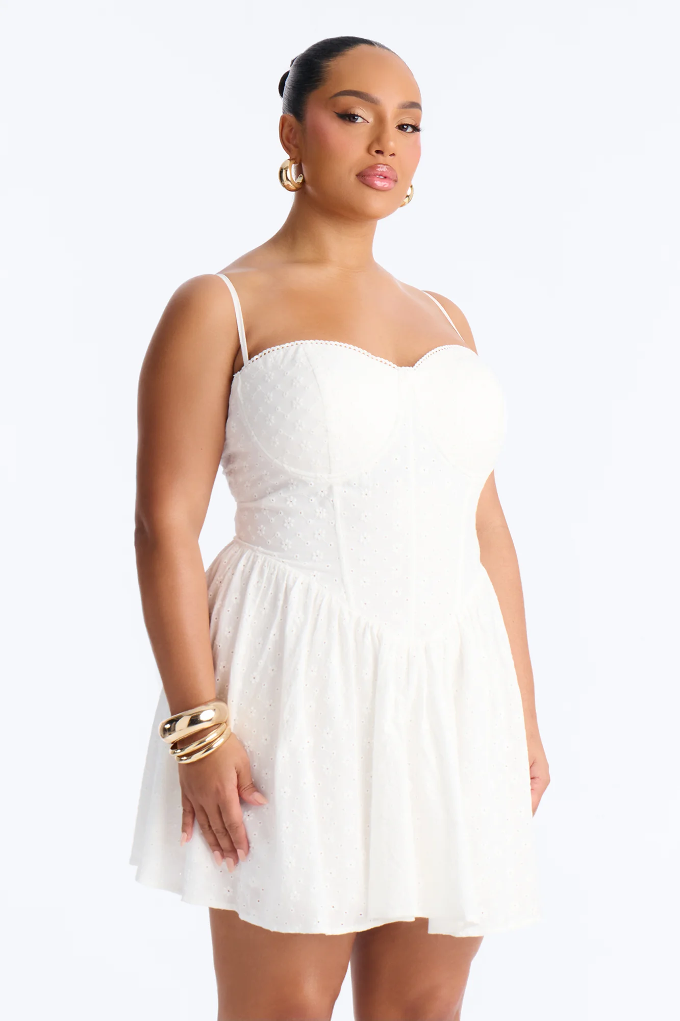 Sweet Pea Eyelet Mini Dress - White - Image 6
