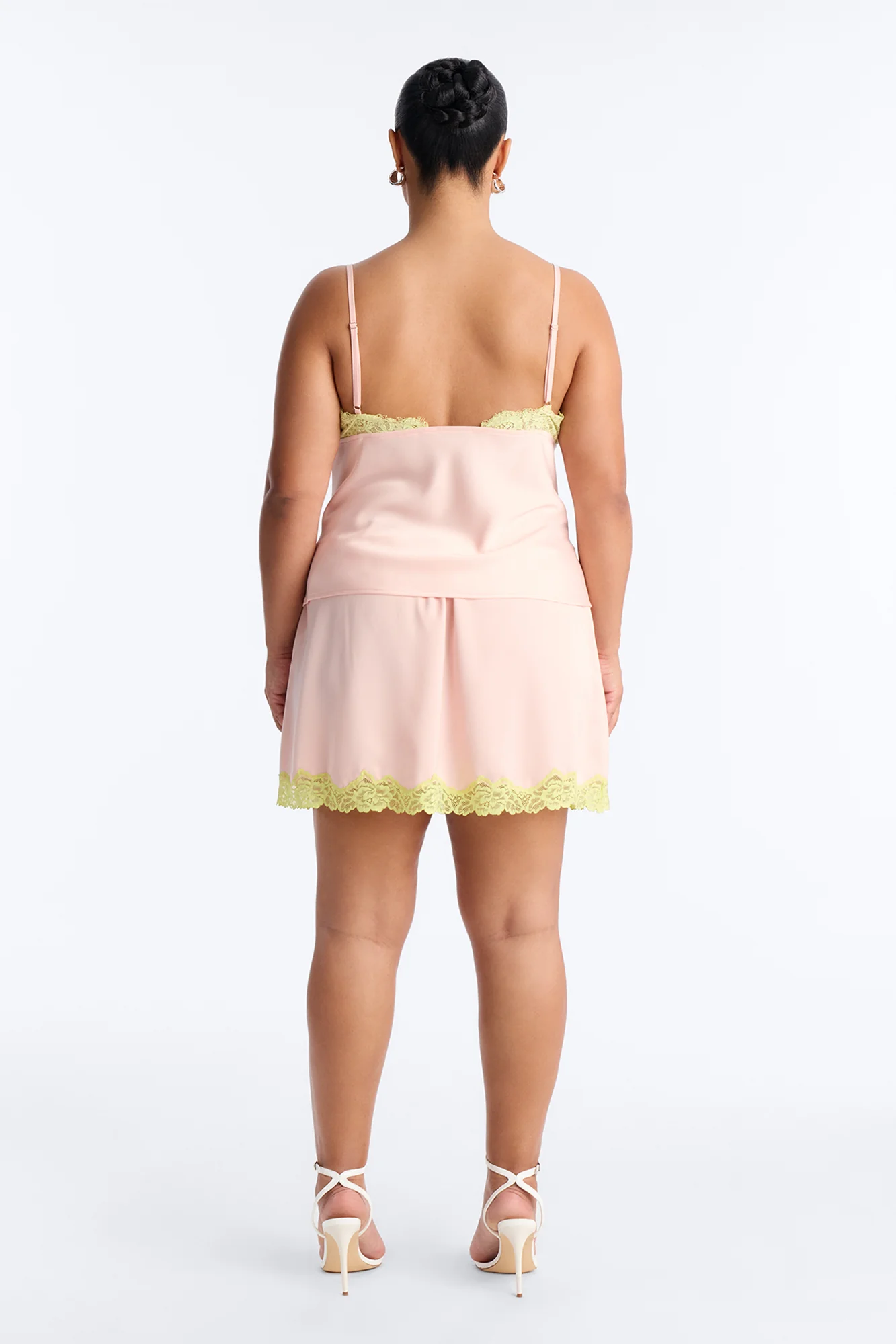 Sweet Satin Lace Trim Cami Top - Pink/combo - Image 7