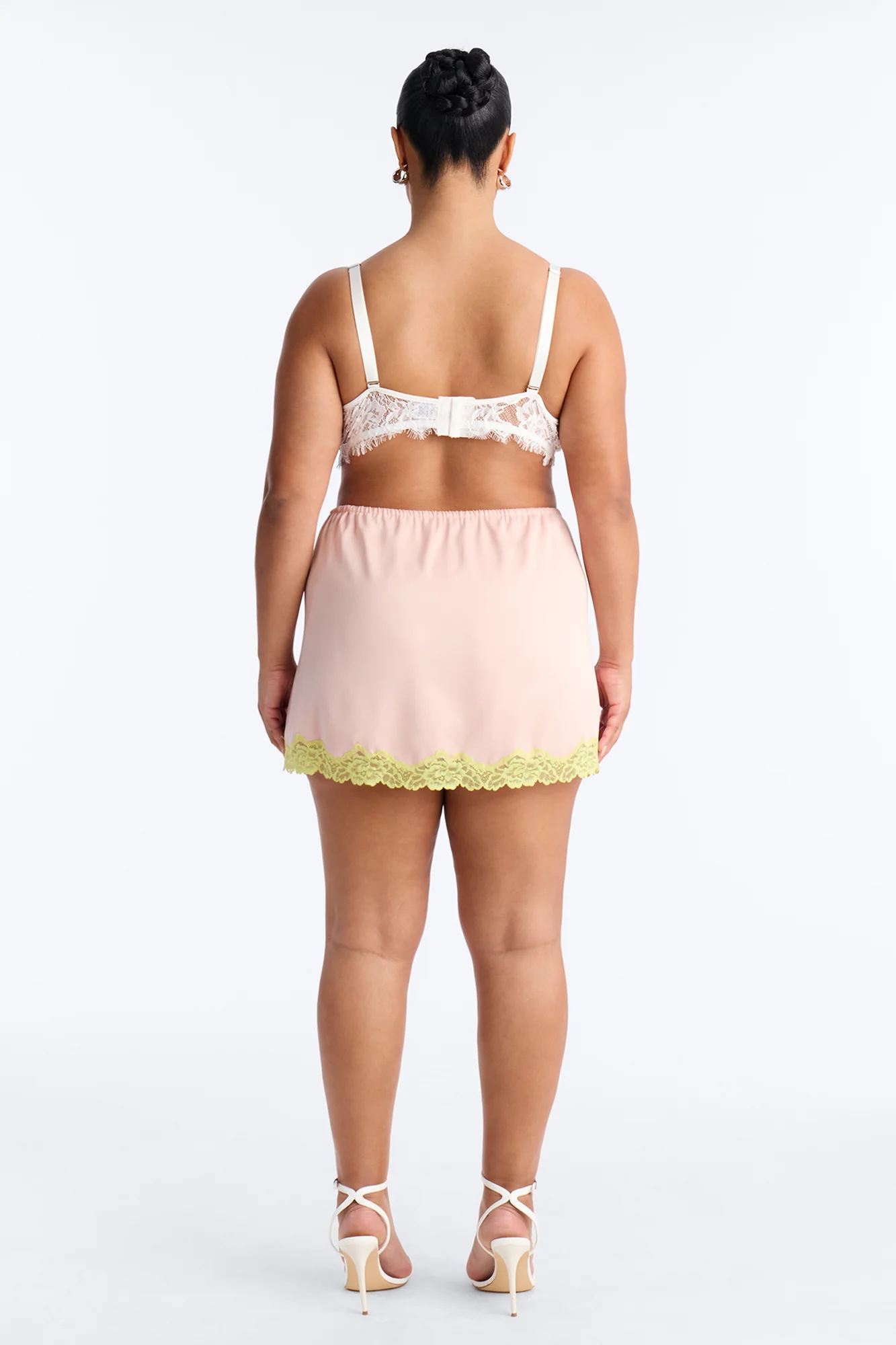 Sweet Satin Lace Trim Mini Skirt - Pink/combo - Image 7