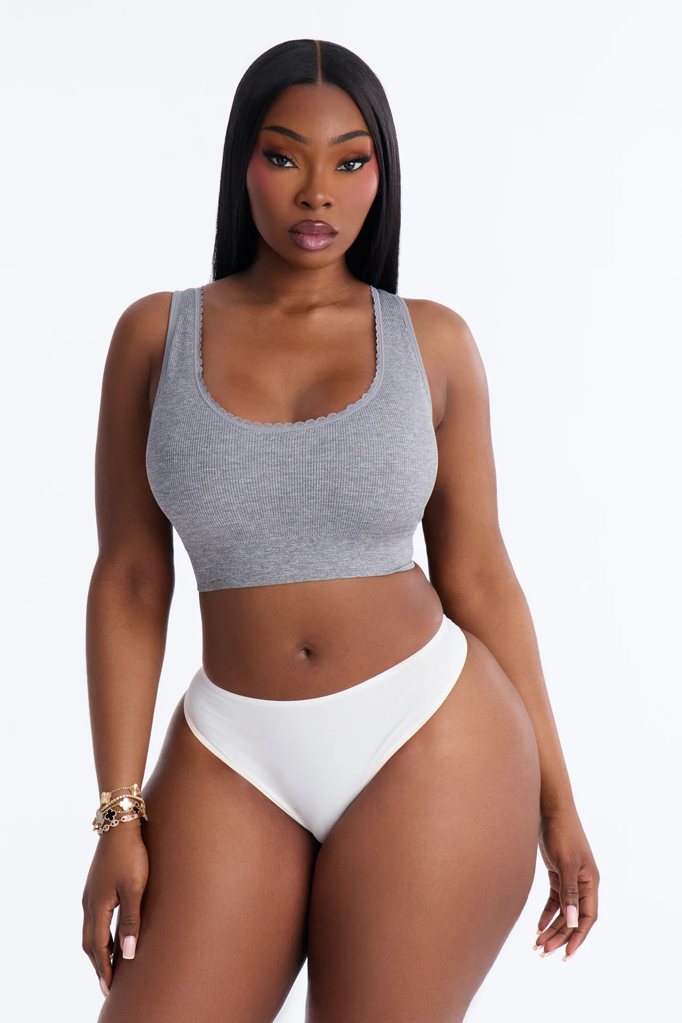 Sweet Secrets Ribbed Seamless Bralette - Heather Grey - Image 5