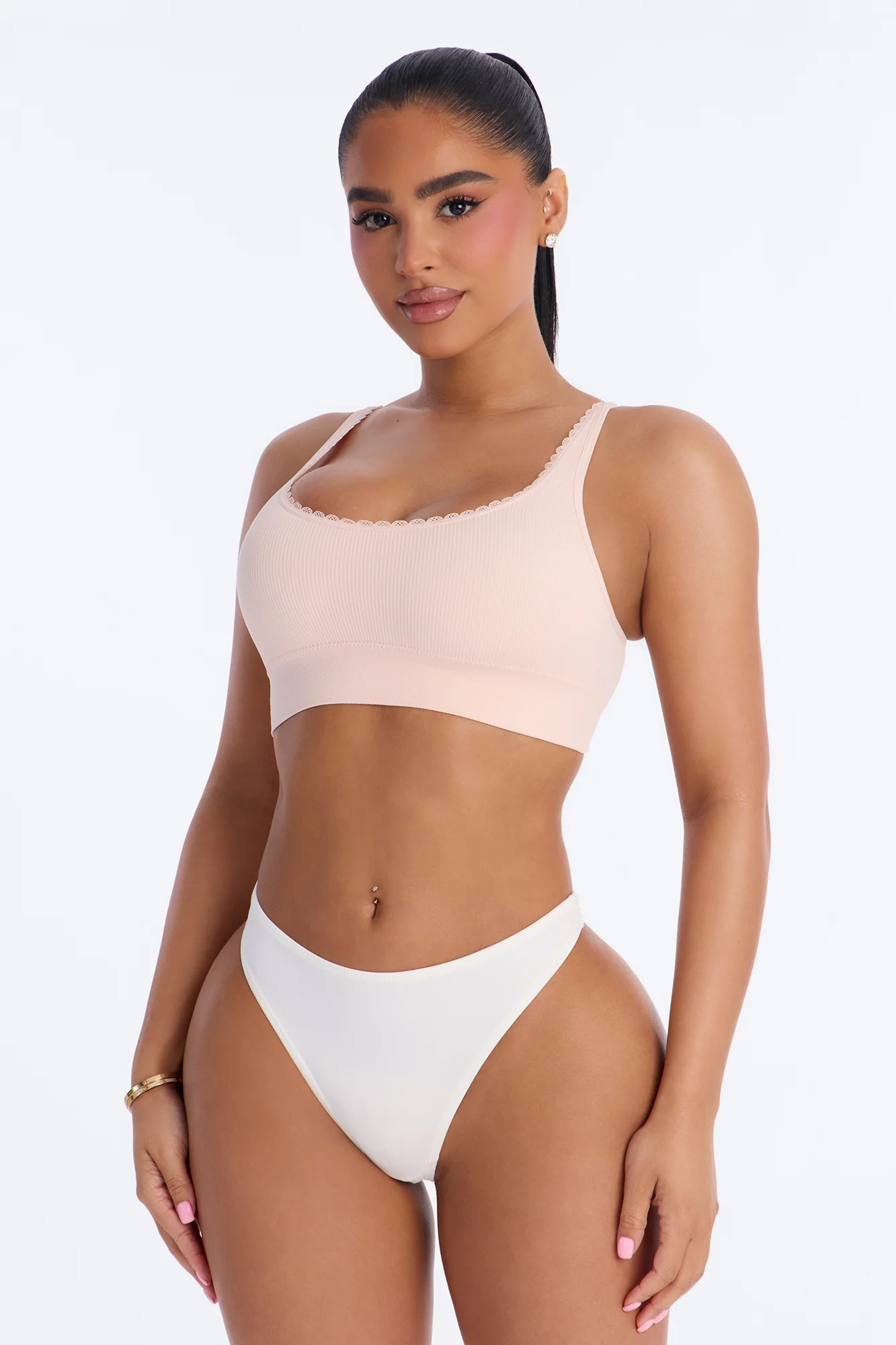 Sweet Secrets Ribbed Seamless Bralette - Pink - Image 2