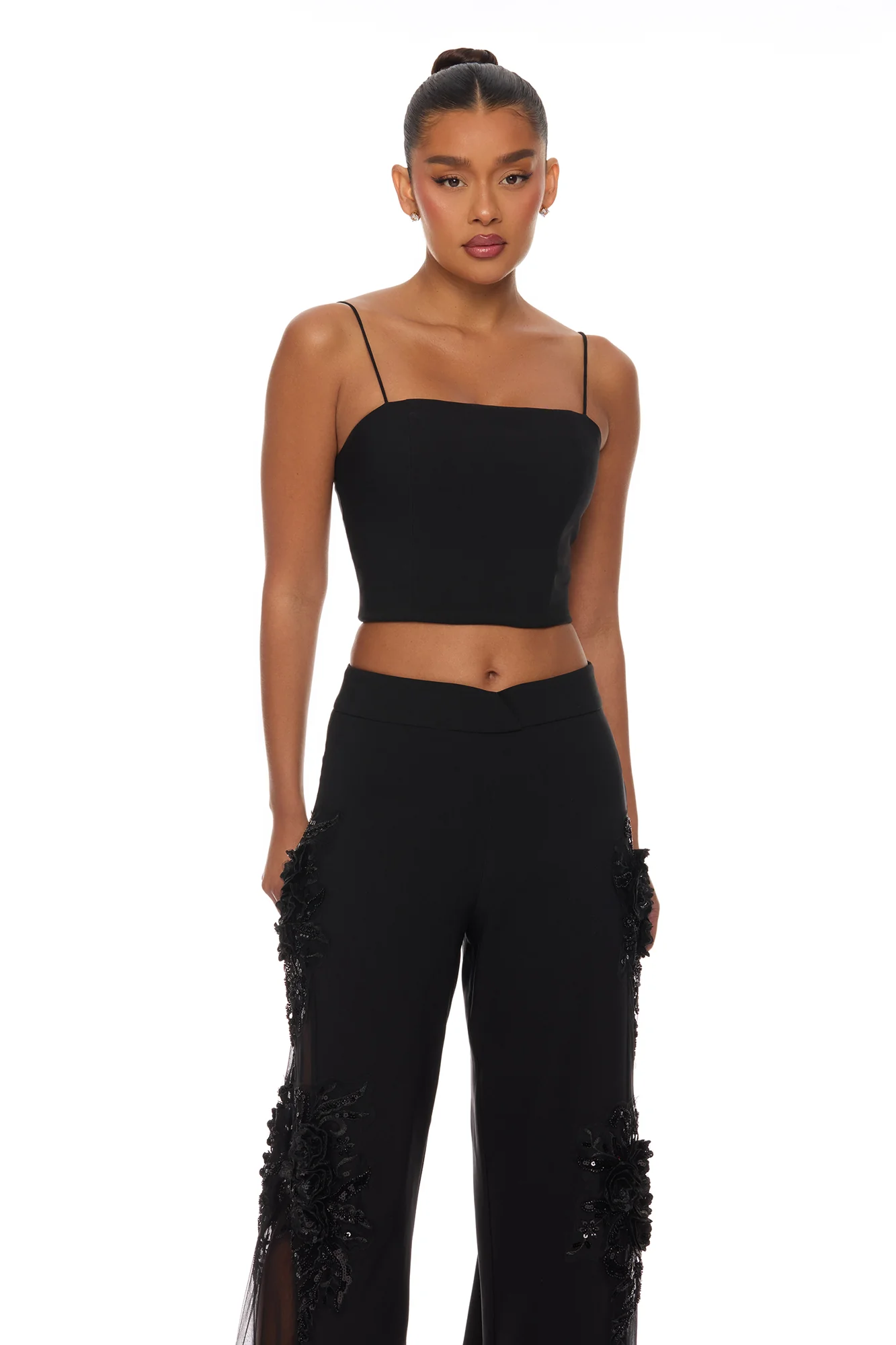 Sweet Serenity Embroidered Pant Set - Black - Image 2