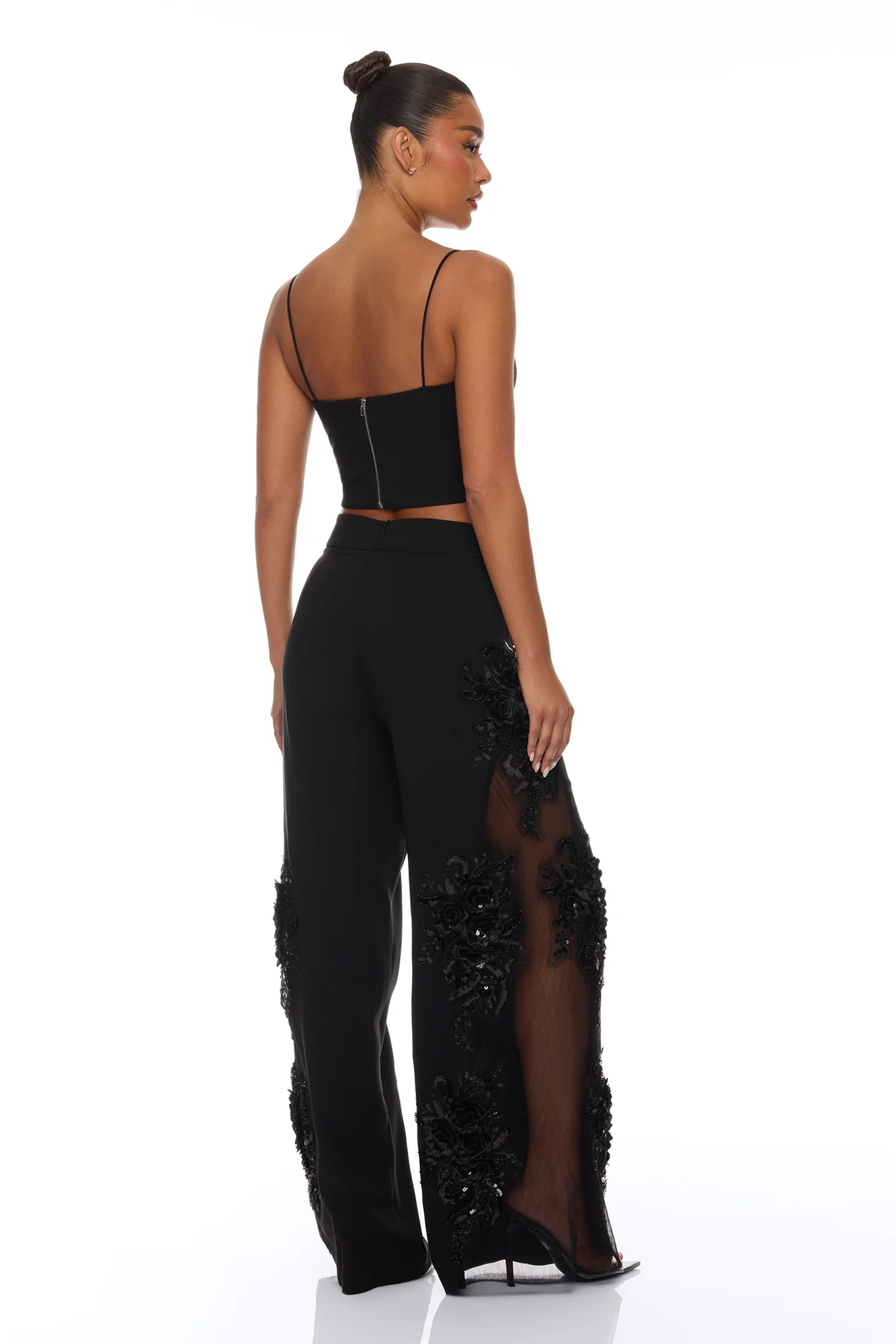 Sweet Serenity Embroidered Pant Set - Black - Image 4
