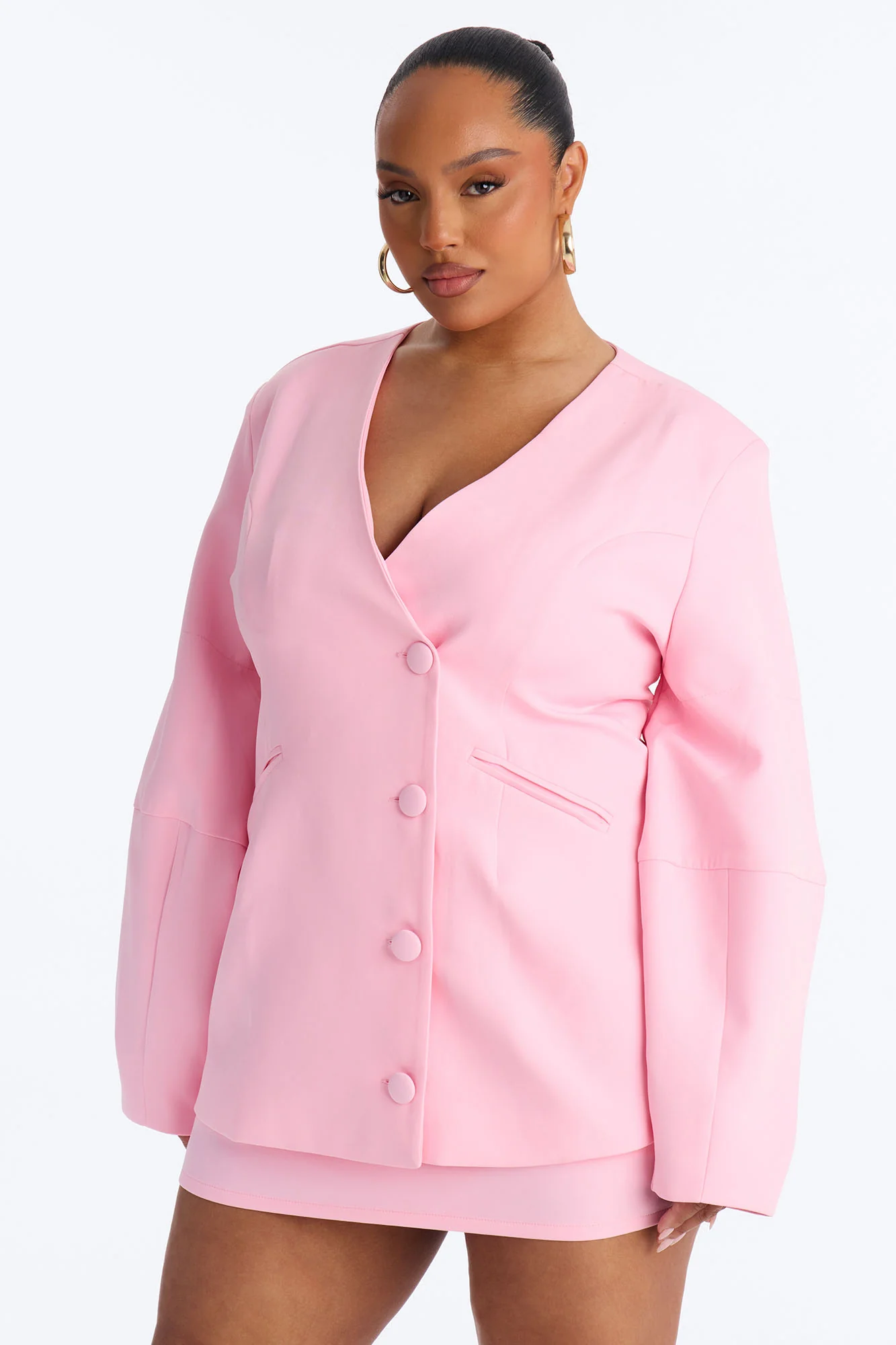 Sweet & Smart Barrel Sleeve Blazer - Pink - Image 5