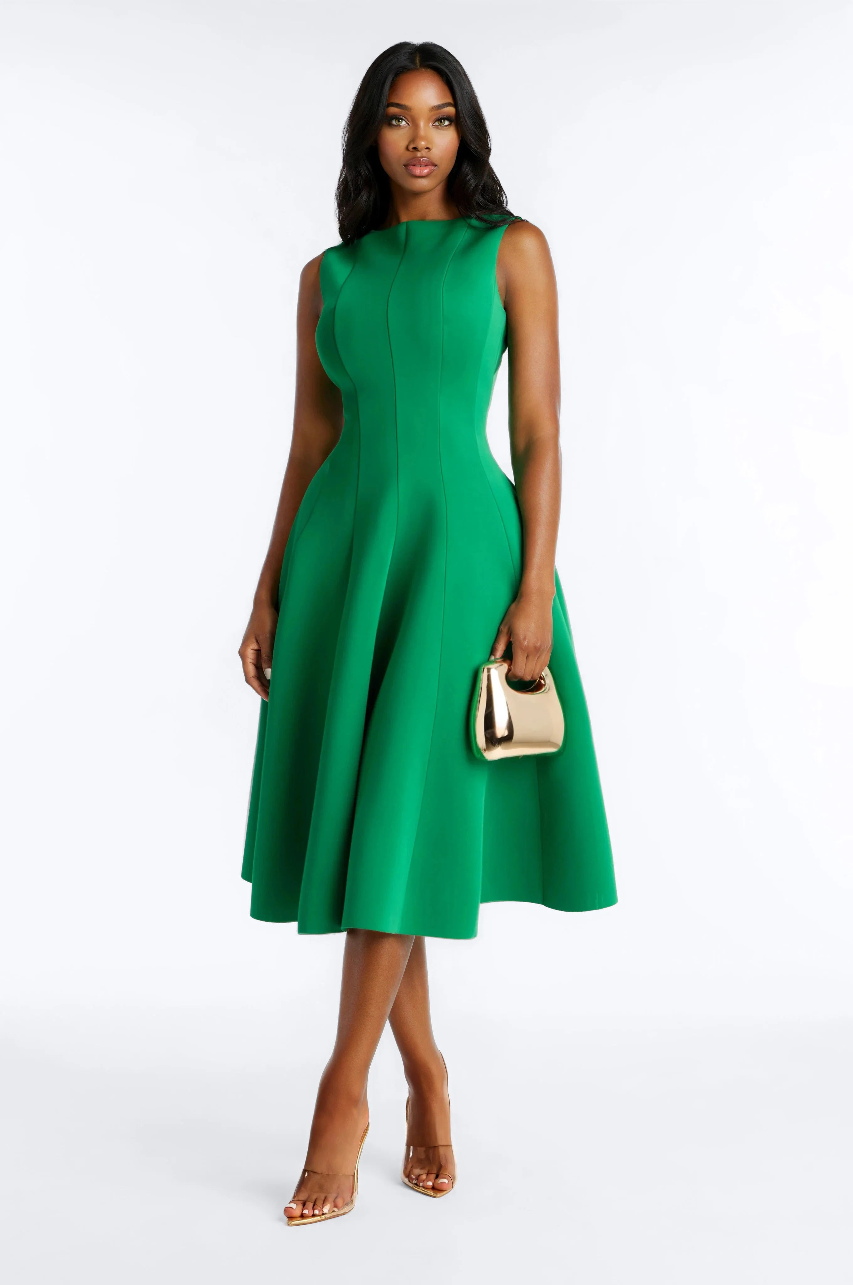 Sweet Sunday Pleated Midi Dress - Kelly Green
