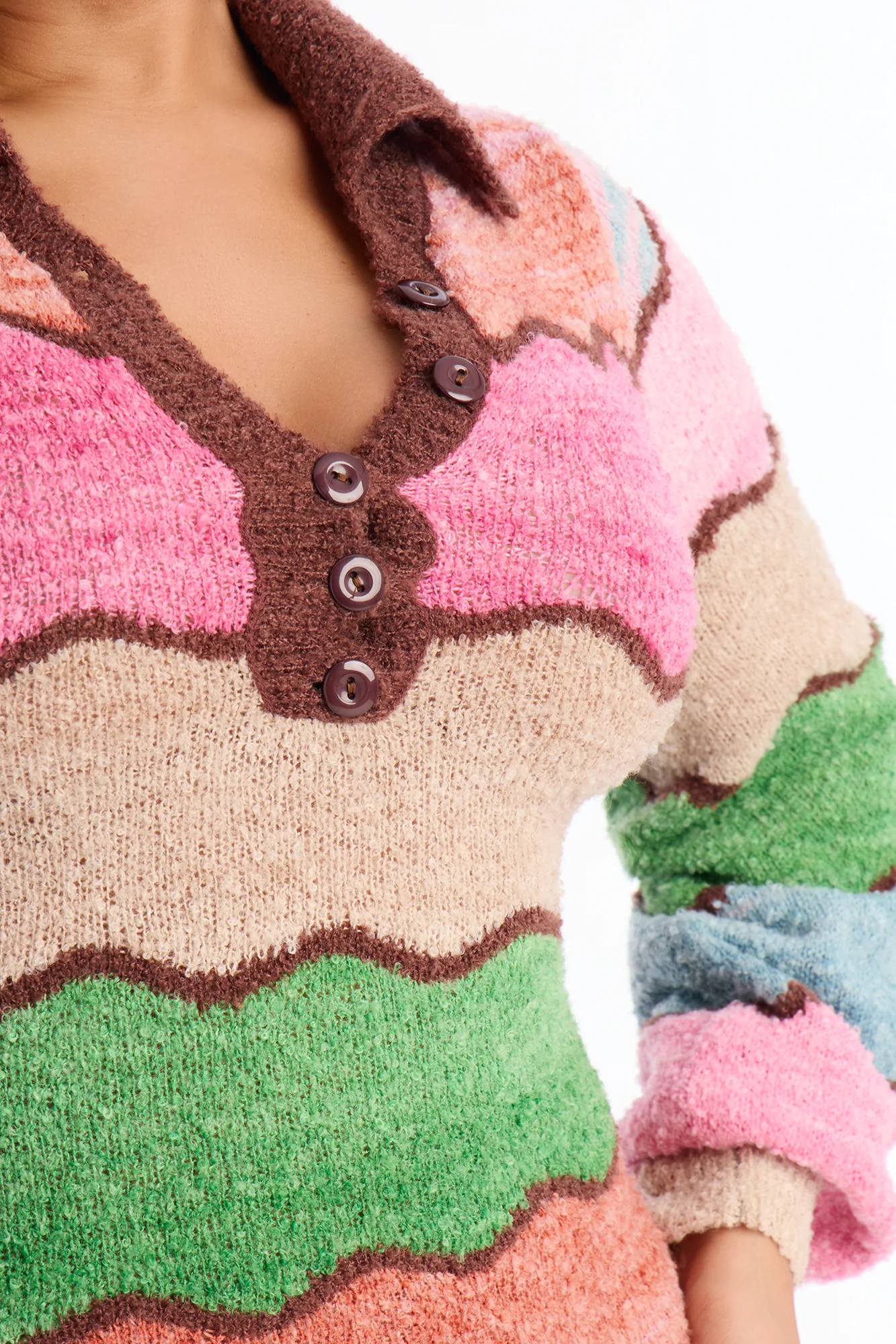 Sweet Treat Long Sleeve Sweater Mini Dress - Pink/combo - Image 3