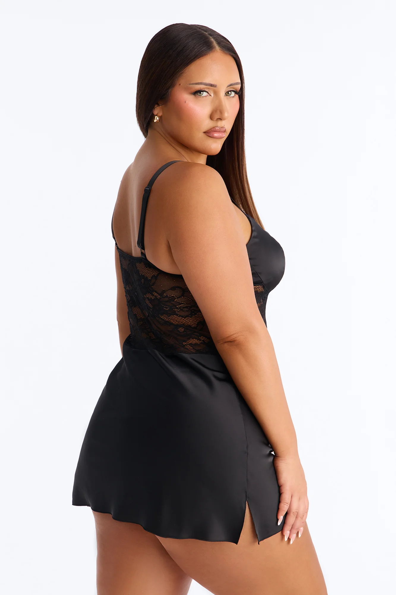 Sweet Vice Satin Lace Chemise - Black - Image 7