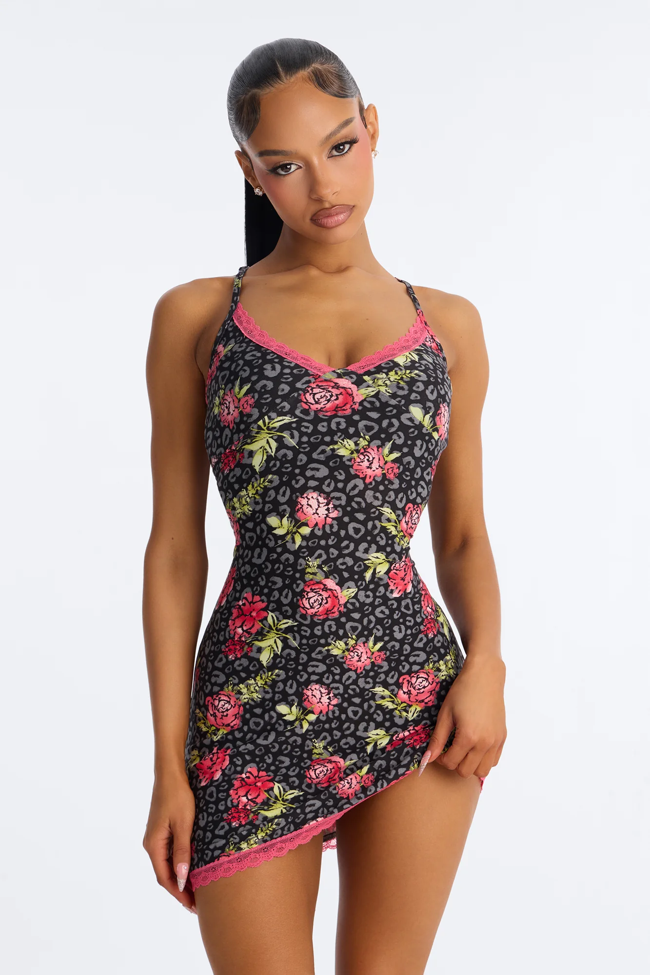 Sweet With An Edge PJ Cami Sleep Dress - Red/combo