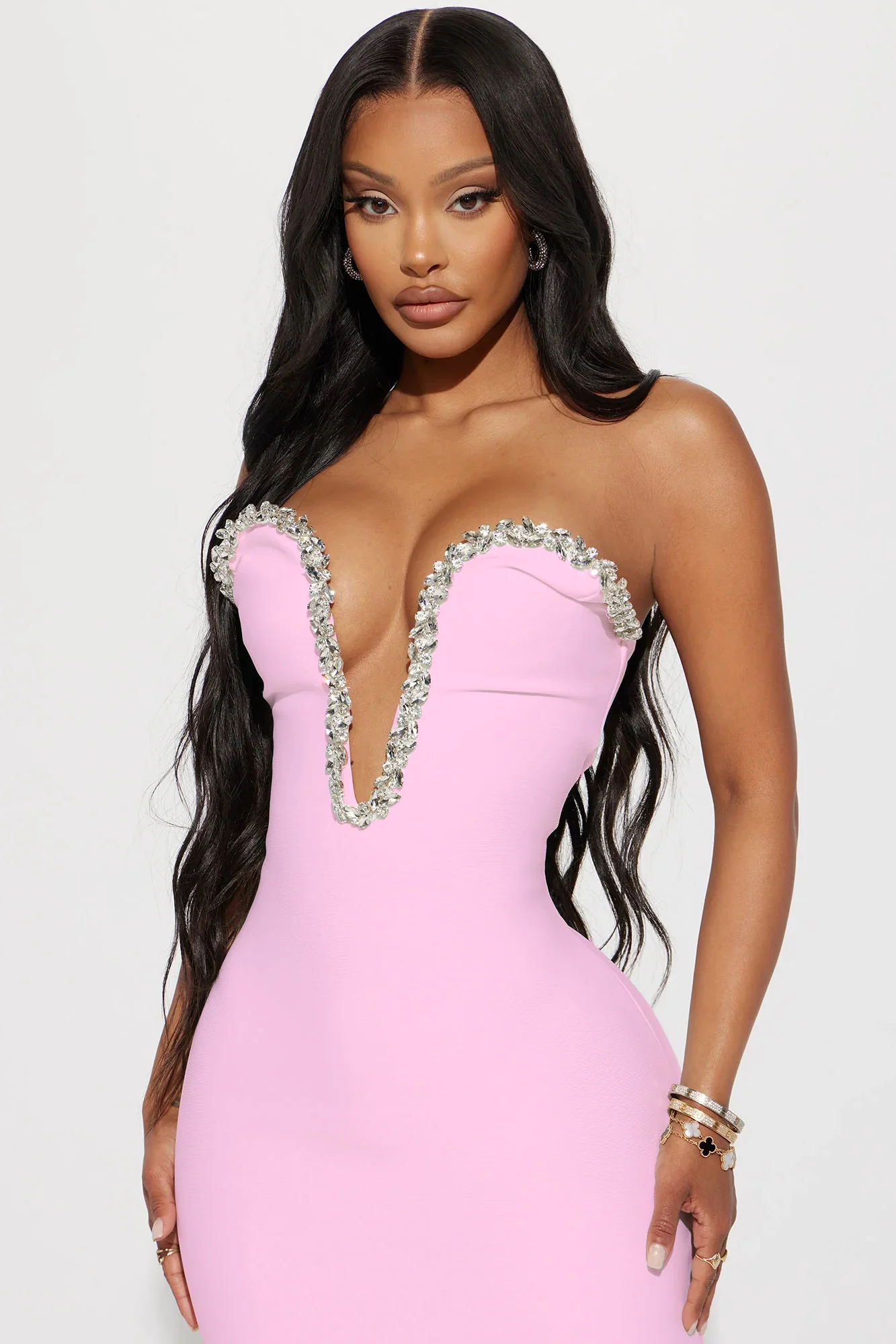 Sweetest Heart Embellished Midi Dress - Pink - Image 2