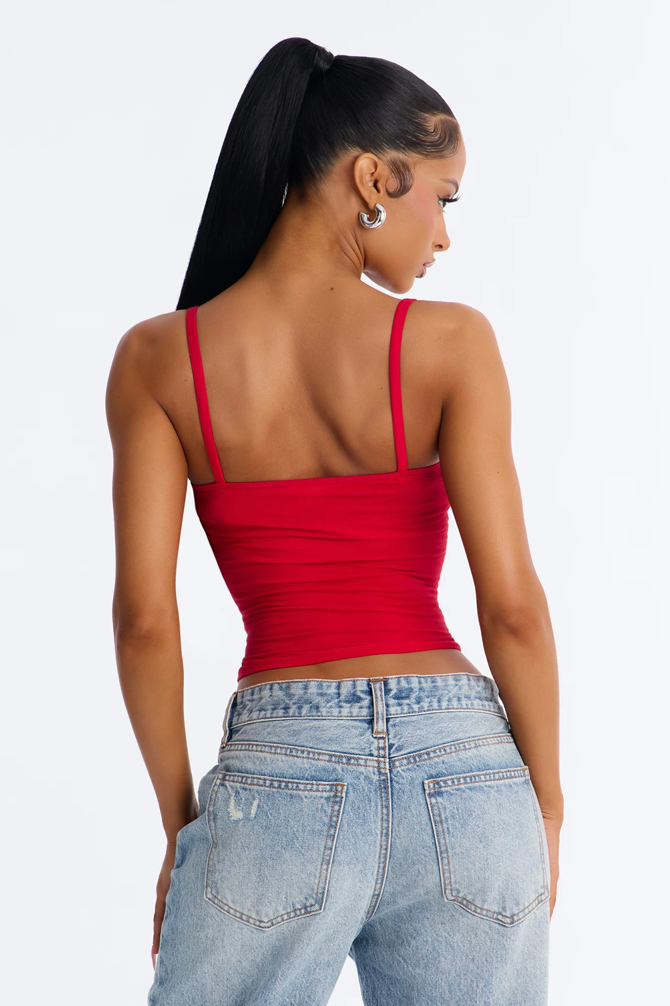 Sweetheart Twisted Bust Cami Top - Red - Image 4