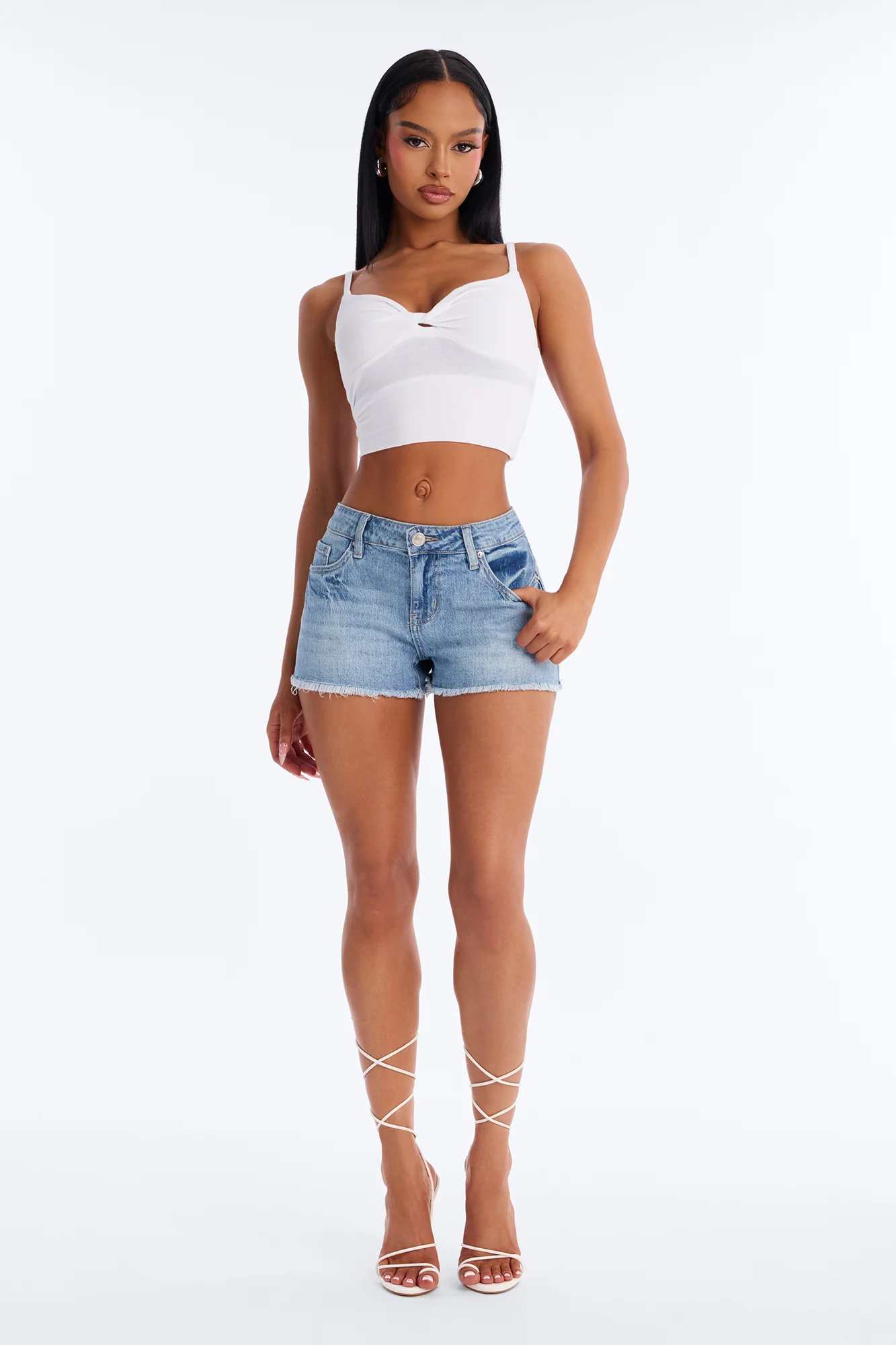 Sweetheart Twisted Bust Cami Top - White - Image 2