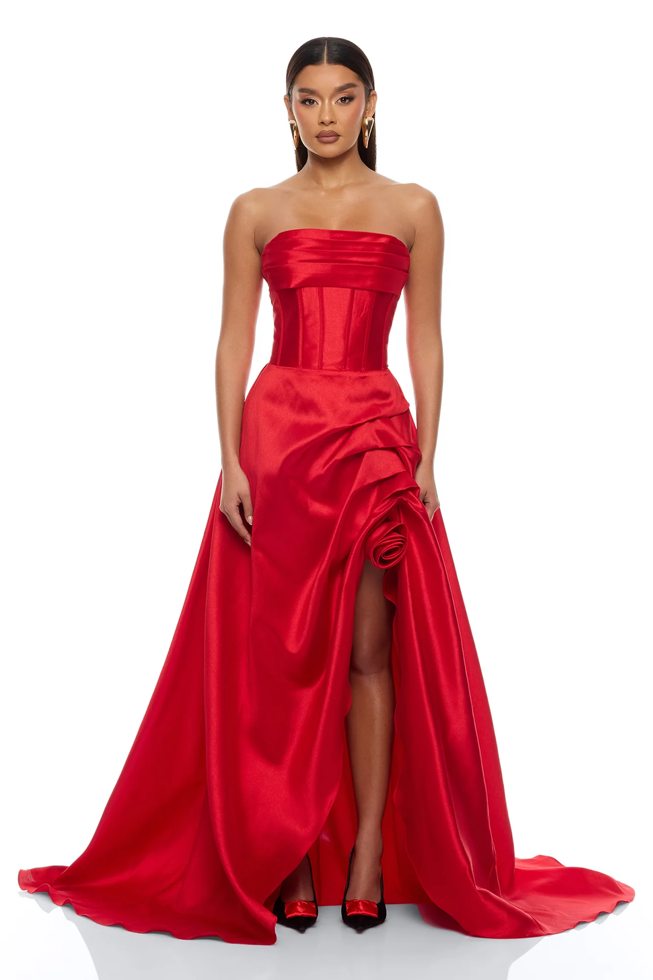 Swept Away Taffeta Gown - Red