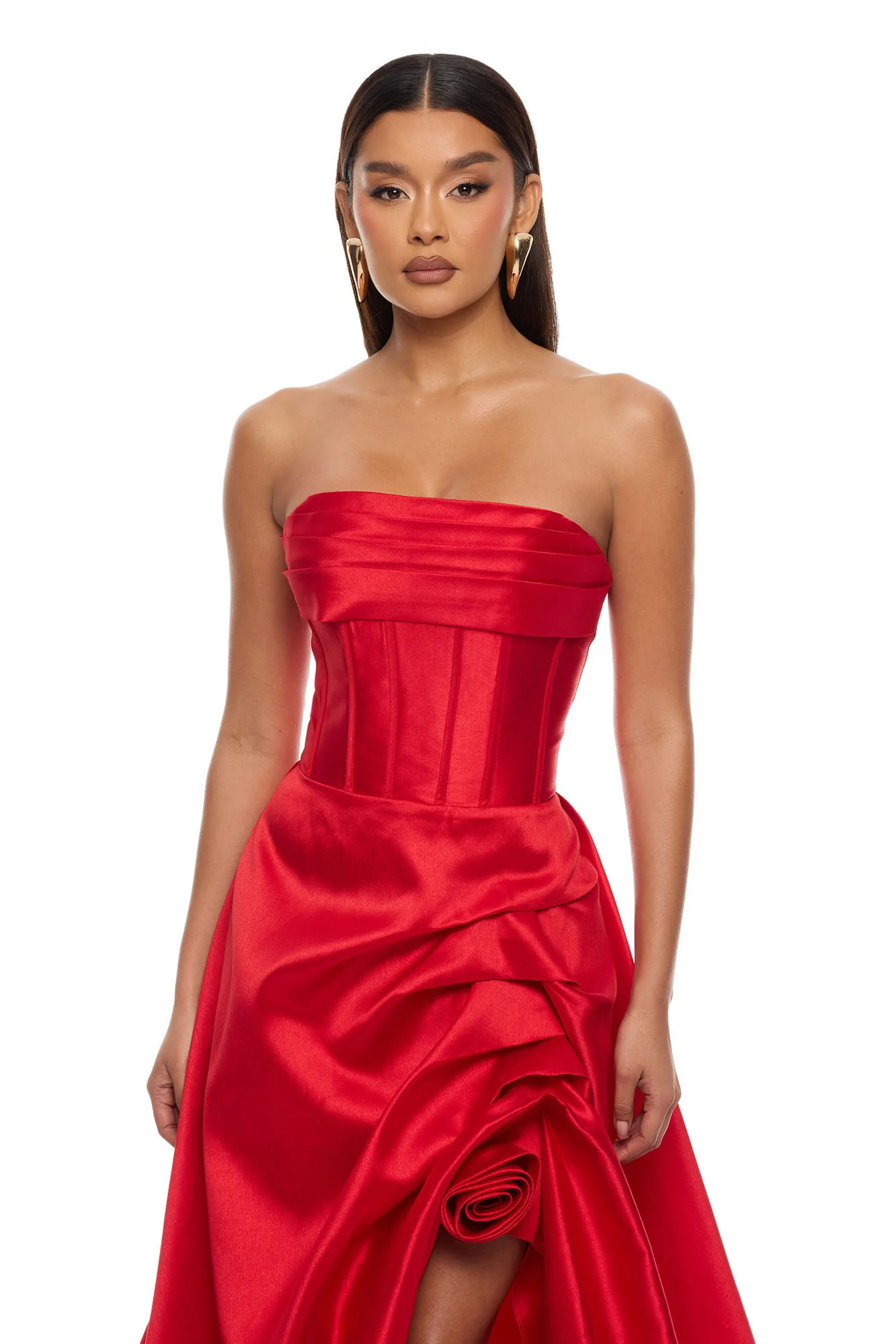 Swept Away Taffeta Gown - Red - Image 2