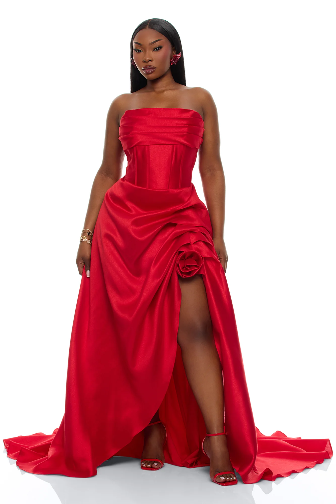 Swept Away Taffeta Gown - Red - Image 5