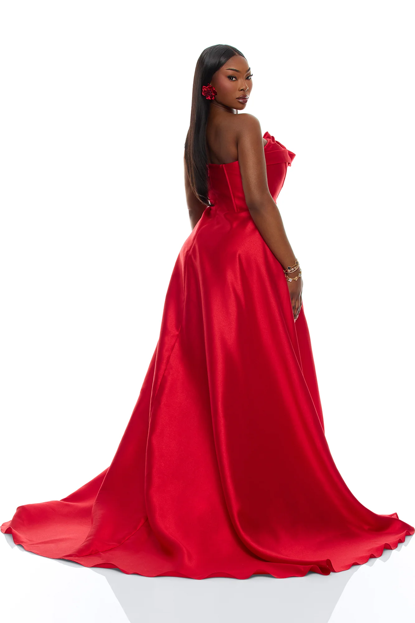 Swept Away Taffeta Gown - Red - Image 8