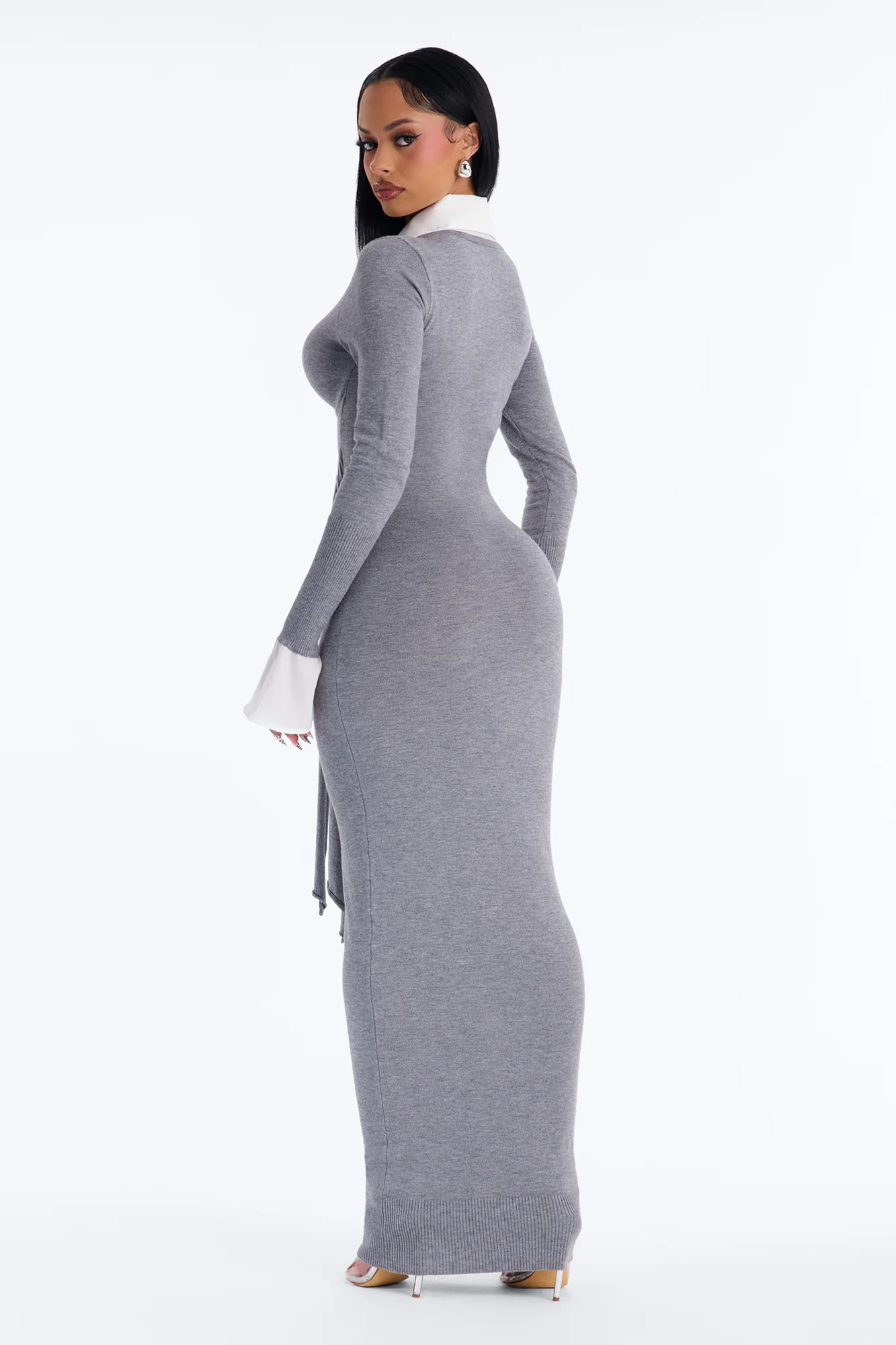 Switch It Up Sweater Maxi Dress - Charcoal/combo - Image 4