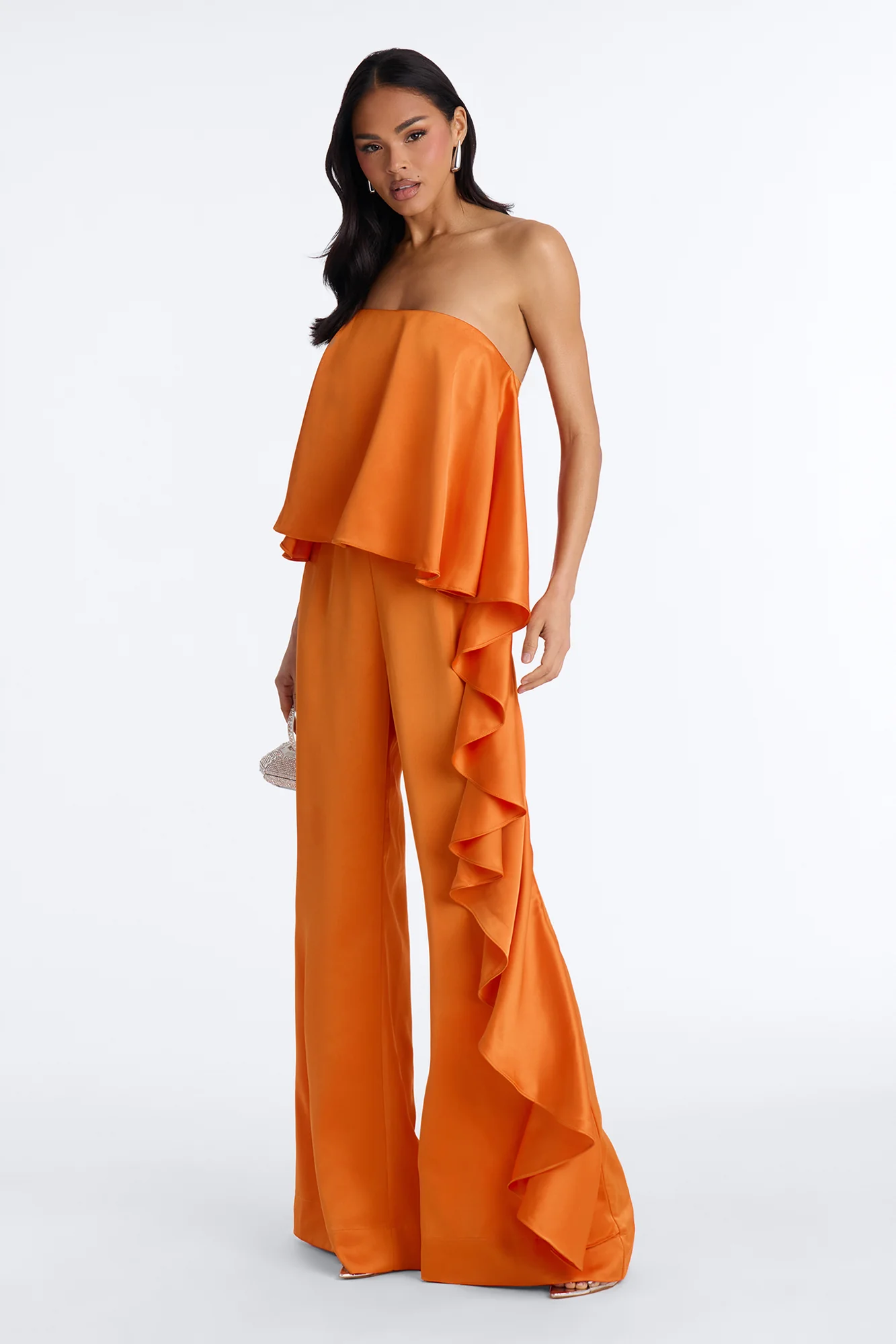Sylva Draped Wide Leg Jumpsuit - Orange