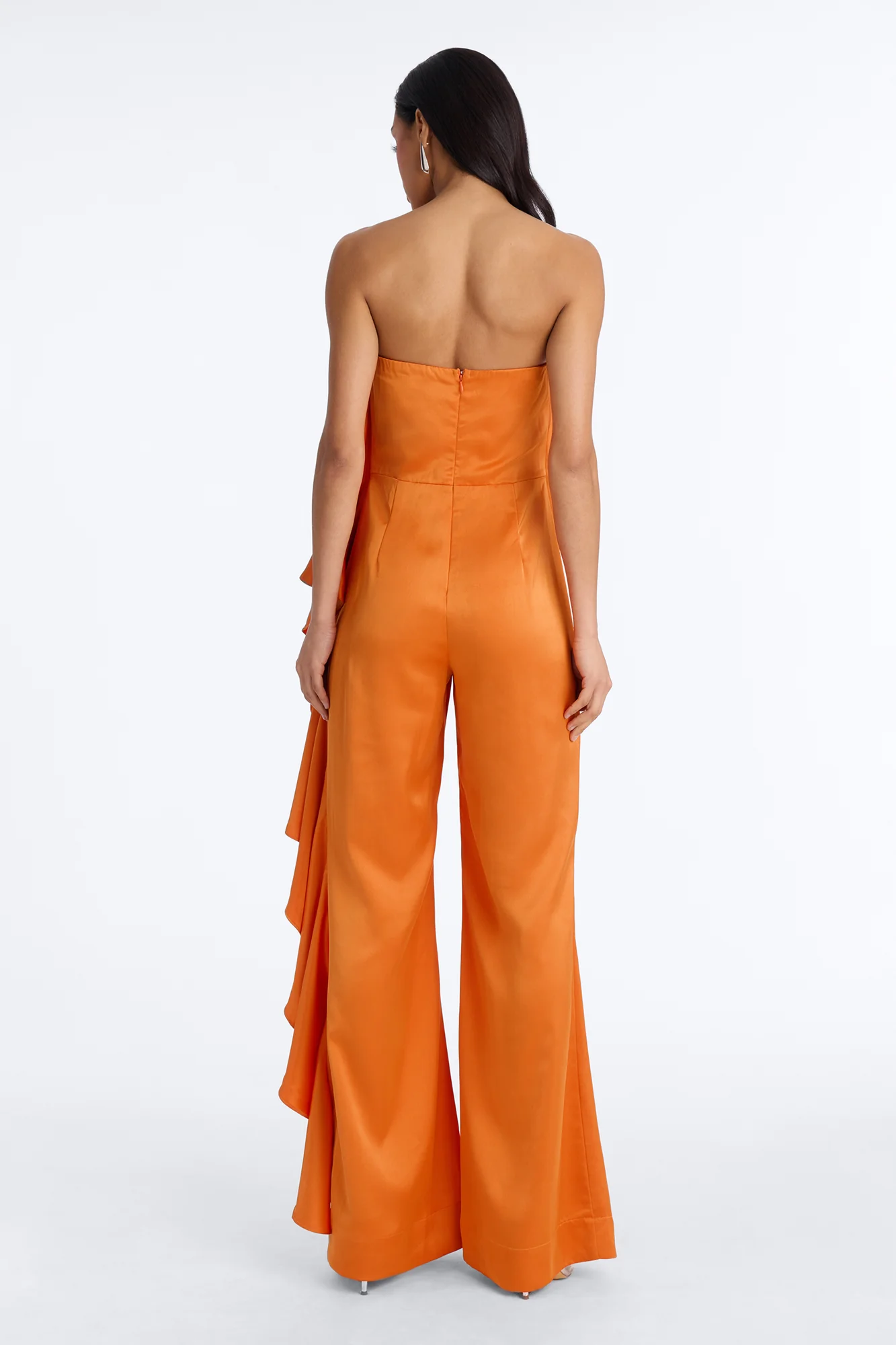 Sylva Draped Wide Leg Jumpsuit - Orange - Image 4