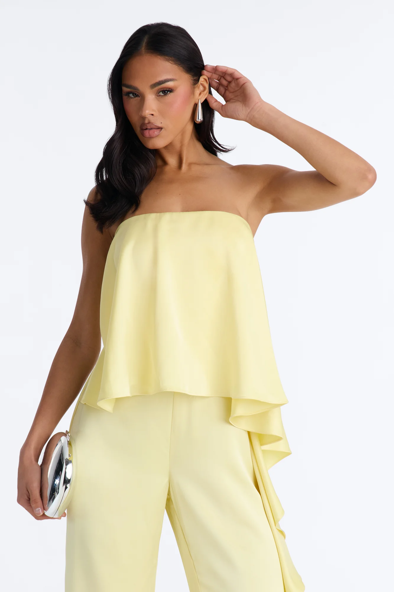 Sylva Draped Wide Leg Jumpsuit - Yellow - Image 2