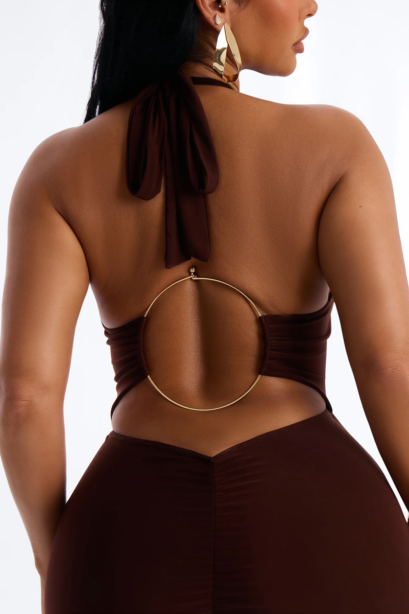 Sylvie Ruched Maxi Dress - Chocolate - Image 3
