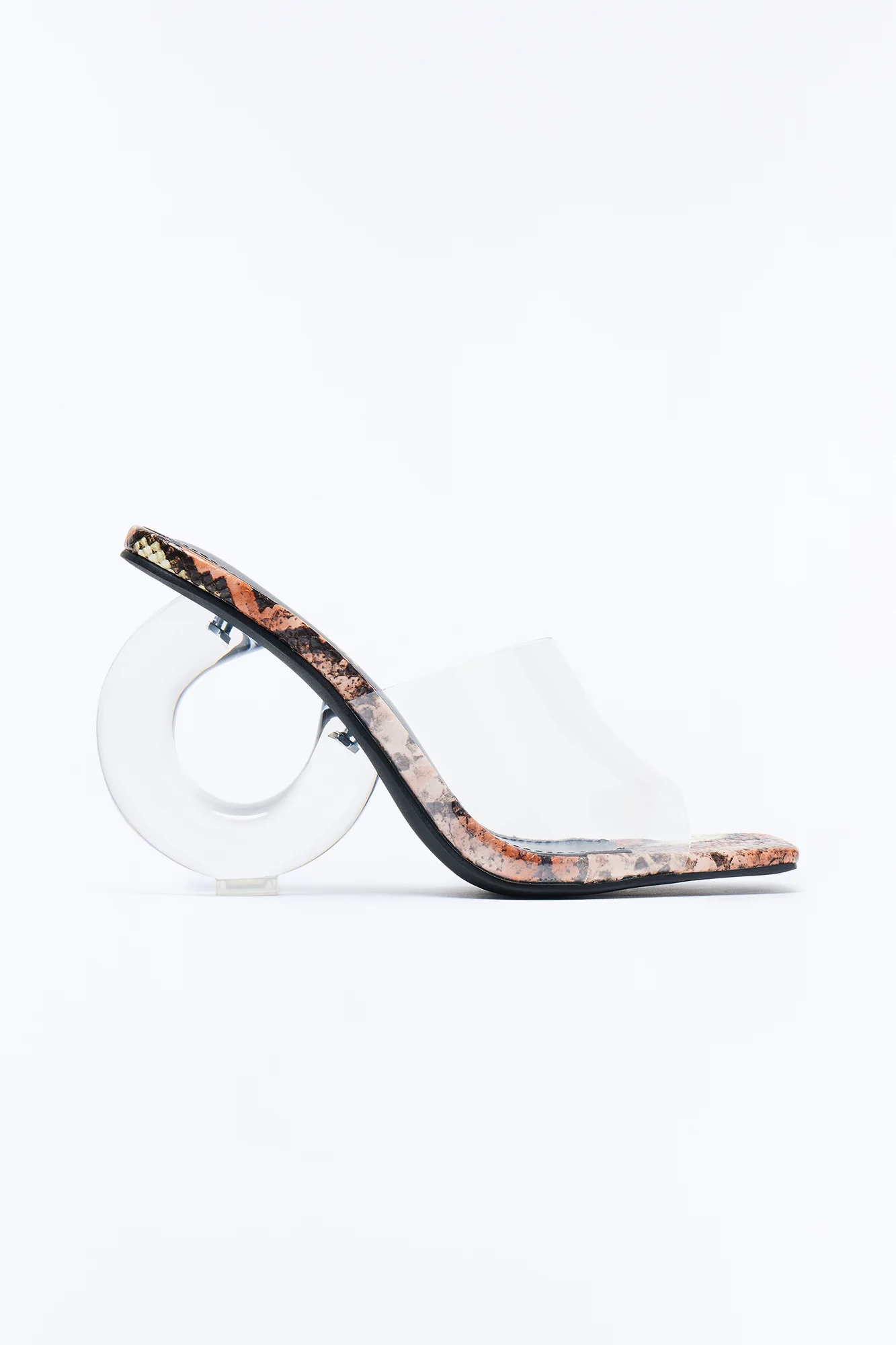 Tahina Clear Novelty Heels - Brown Combo