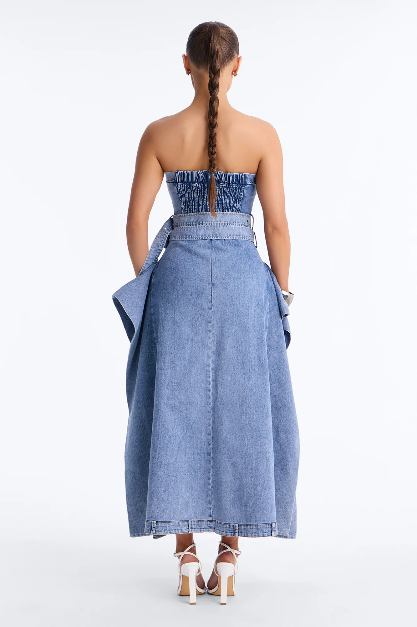 Tailored Grace Denim Maxi Dress - Medium Wash - Image 5