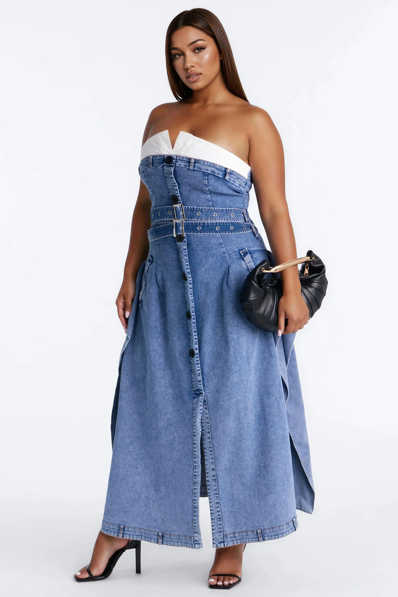 Tailored Grace Denim Maxi Dress - Medium Wash - Image 6