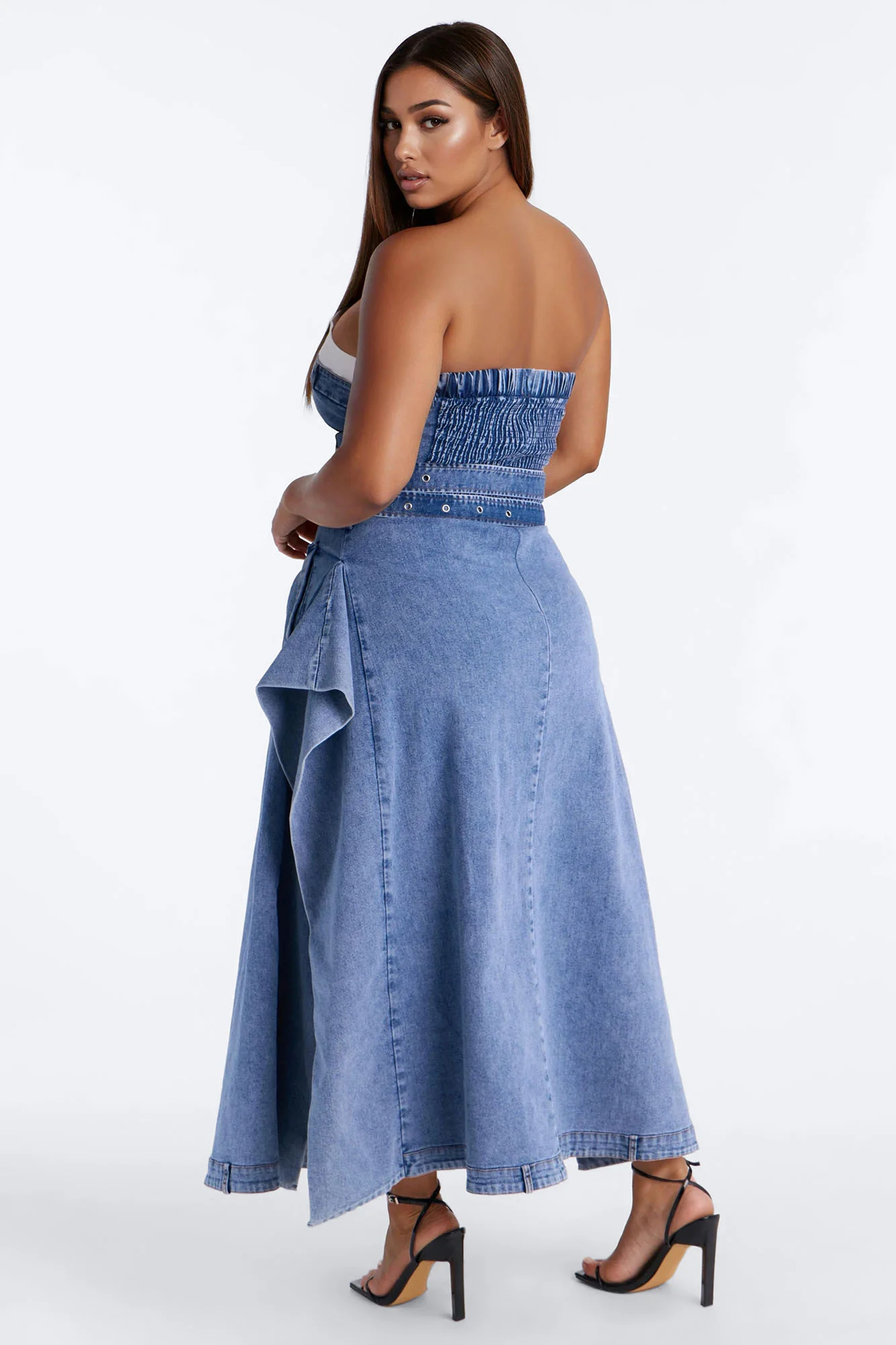 Tailored Grace Denim Maxi Dress - Medium Wash - Image 9