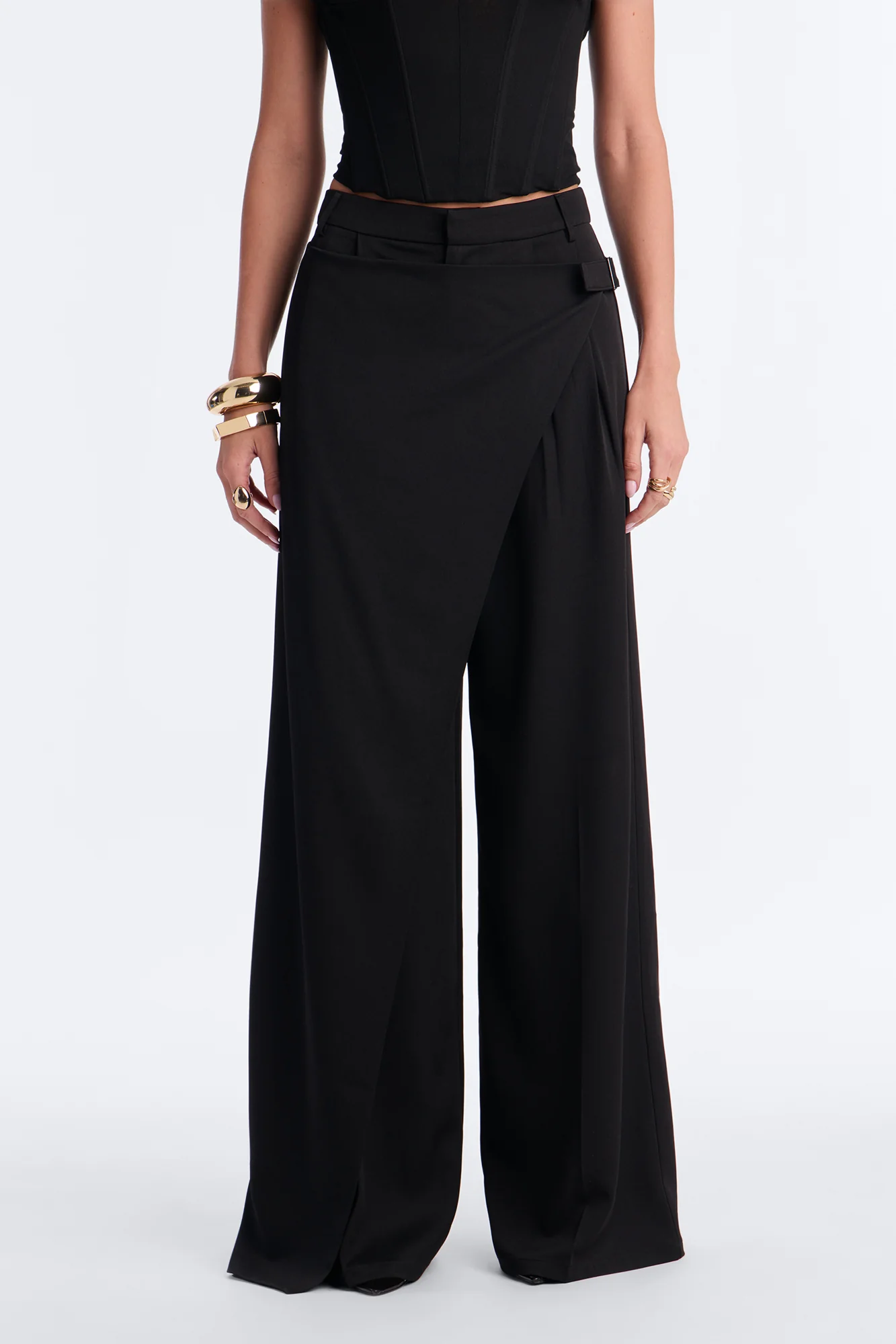 Tailored Touch Wrap Front Trouser 33″ - Black - Image 2