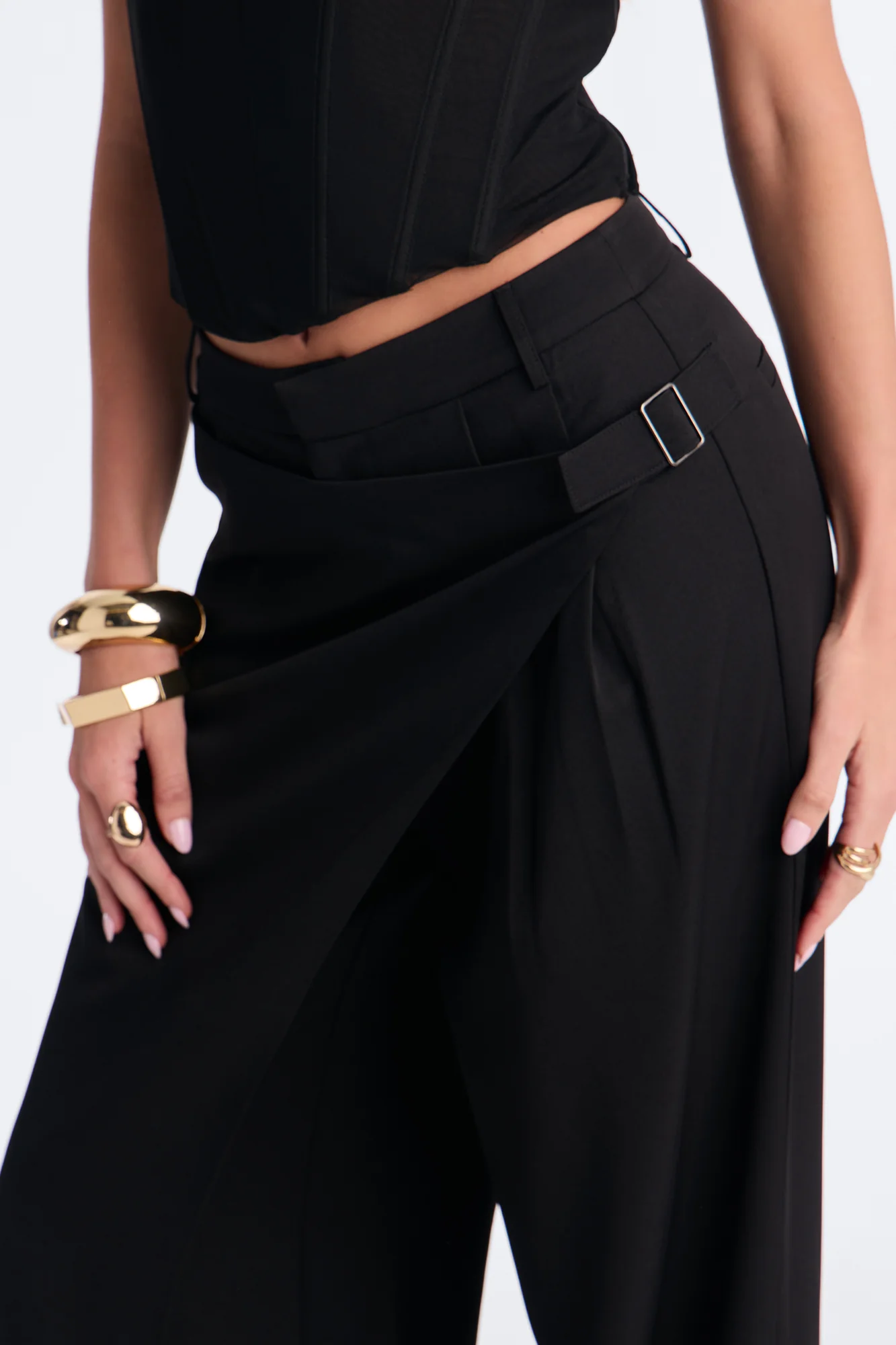 Tailored Touch Wrap Front Trouser 33″ - Black - Image 3