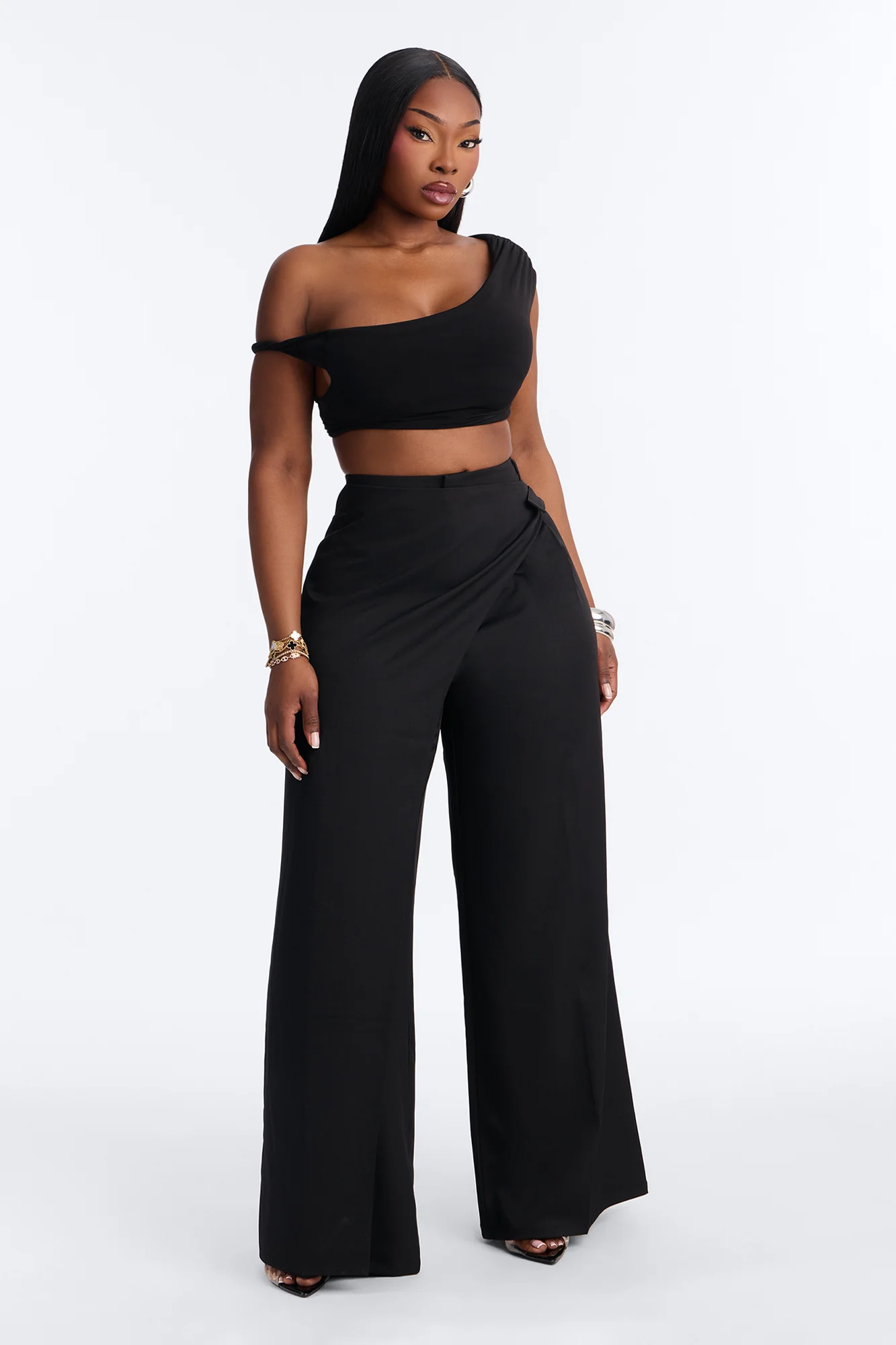 Tailored Touch Wrap Front Trouser 33″ - Black - Image 5