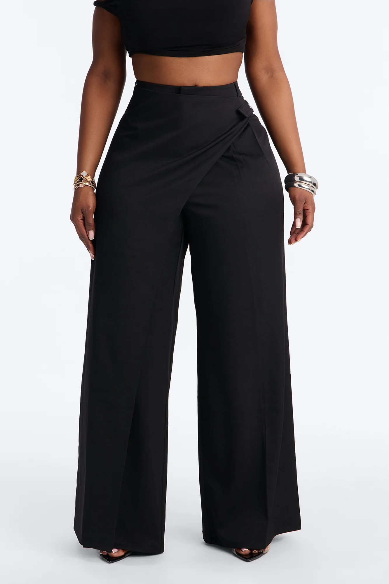 Tailored Touch Wrap Front Trouser 33″ - Black - Image 6