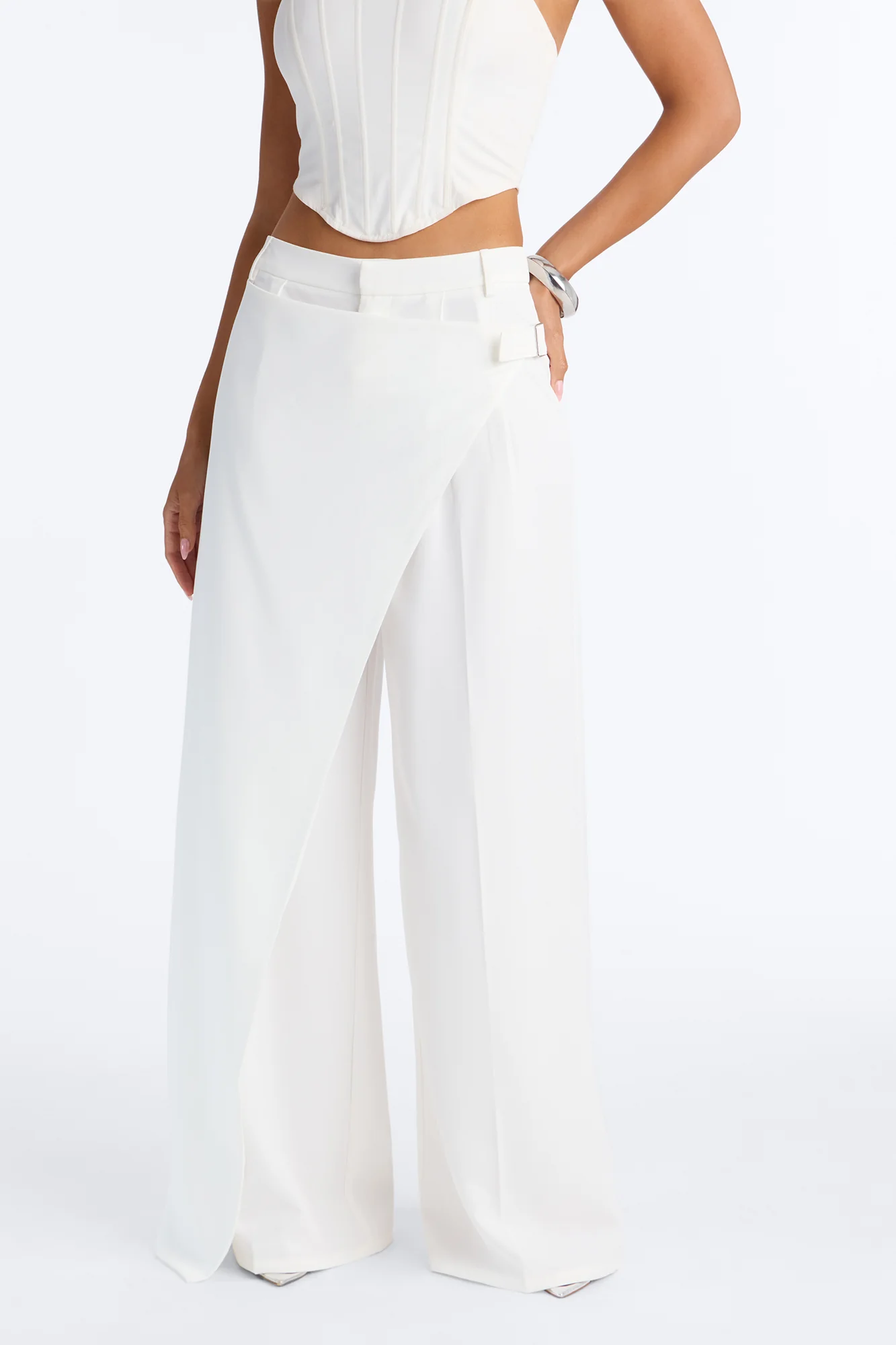 Tailored Touch Wrap Front Trouser 33″ - Ivory - Image 2