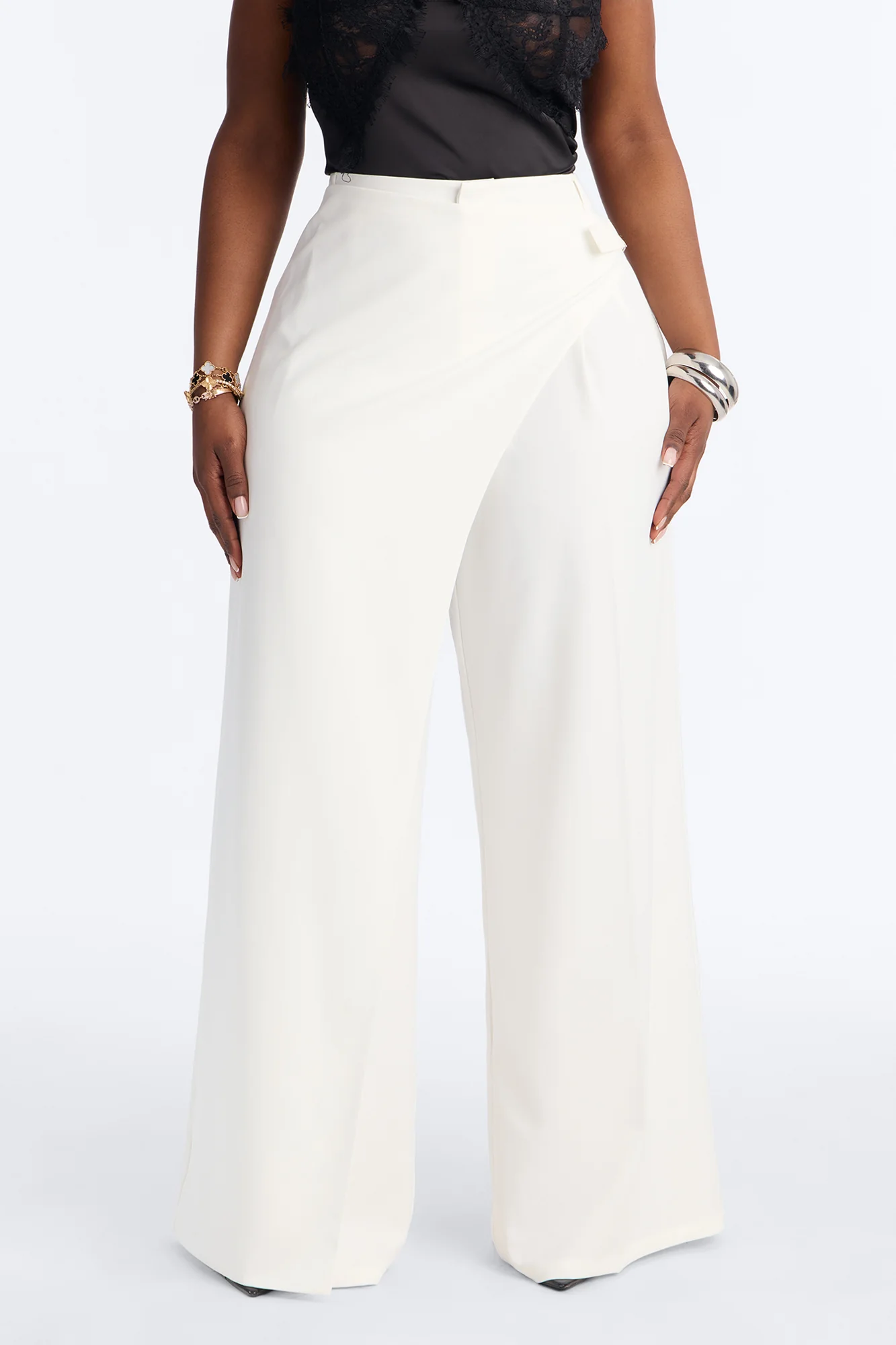 Tailored Touch Wrap Front Trouser 33″ - Ivory - Image 6