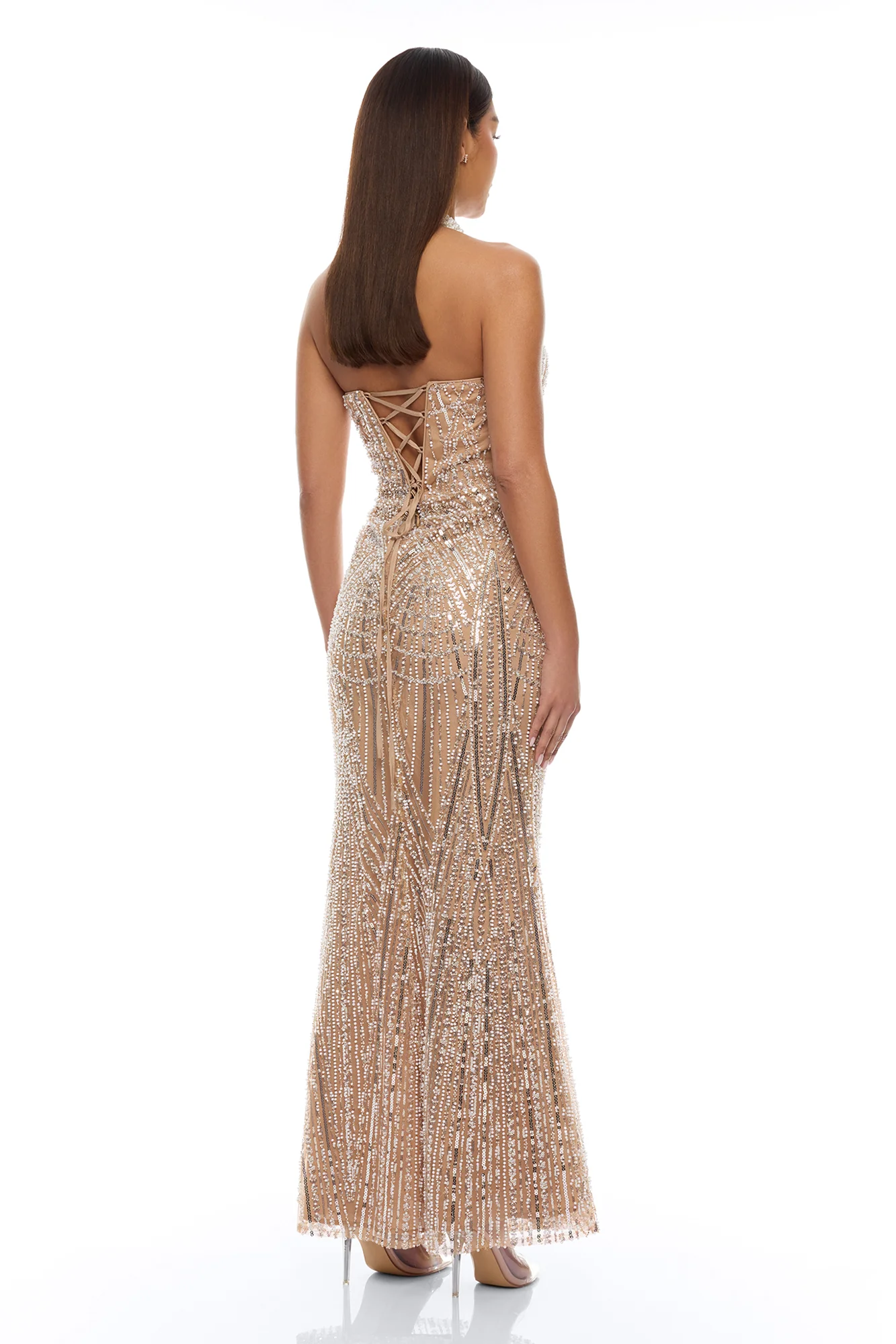 Take Back The Night Embellished Gown - Nude - Image 4