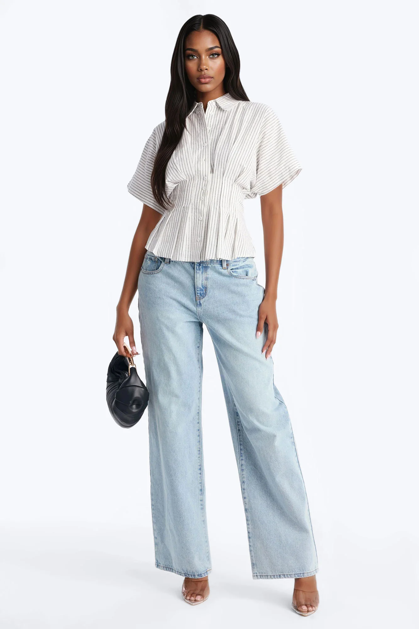 Take It Easy Pleated Stripe Linen Shirt - Cream/combo - Image 2