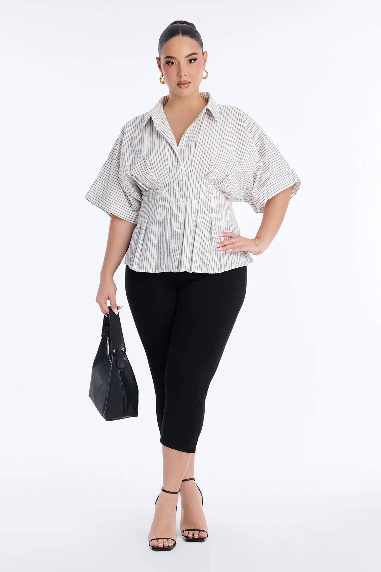 Take It Easy Pleated Stripe Linen Shirt - Cream/combo - Image 6