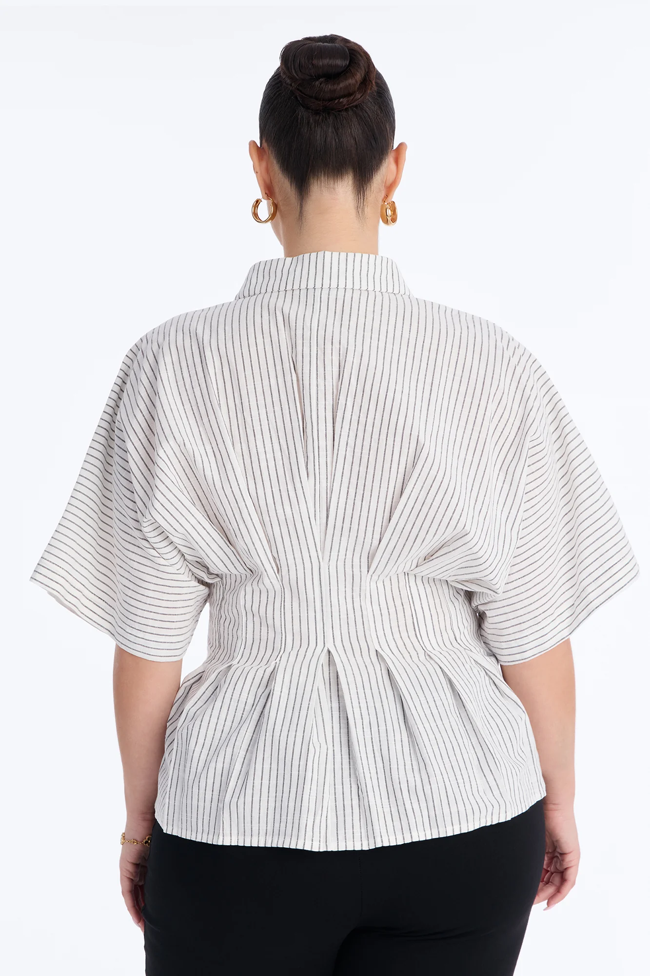 Take It Easy Pleated Stripe Linen Shirt - Cream/combo - Image 8