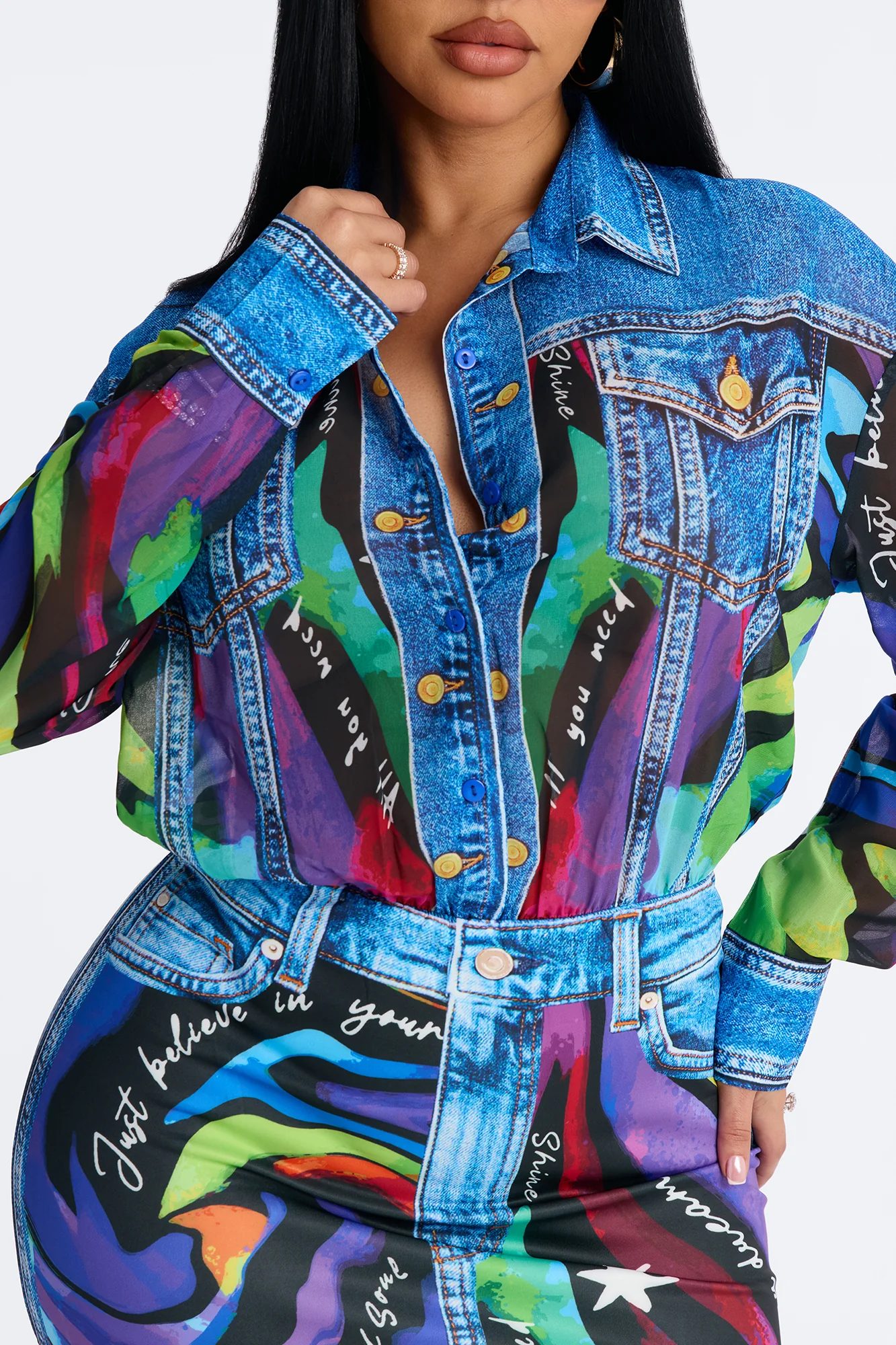 Take Me Back Long Sleeve Mini Dress - Multi Color - Image 3