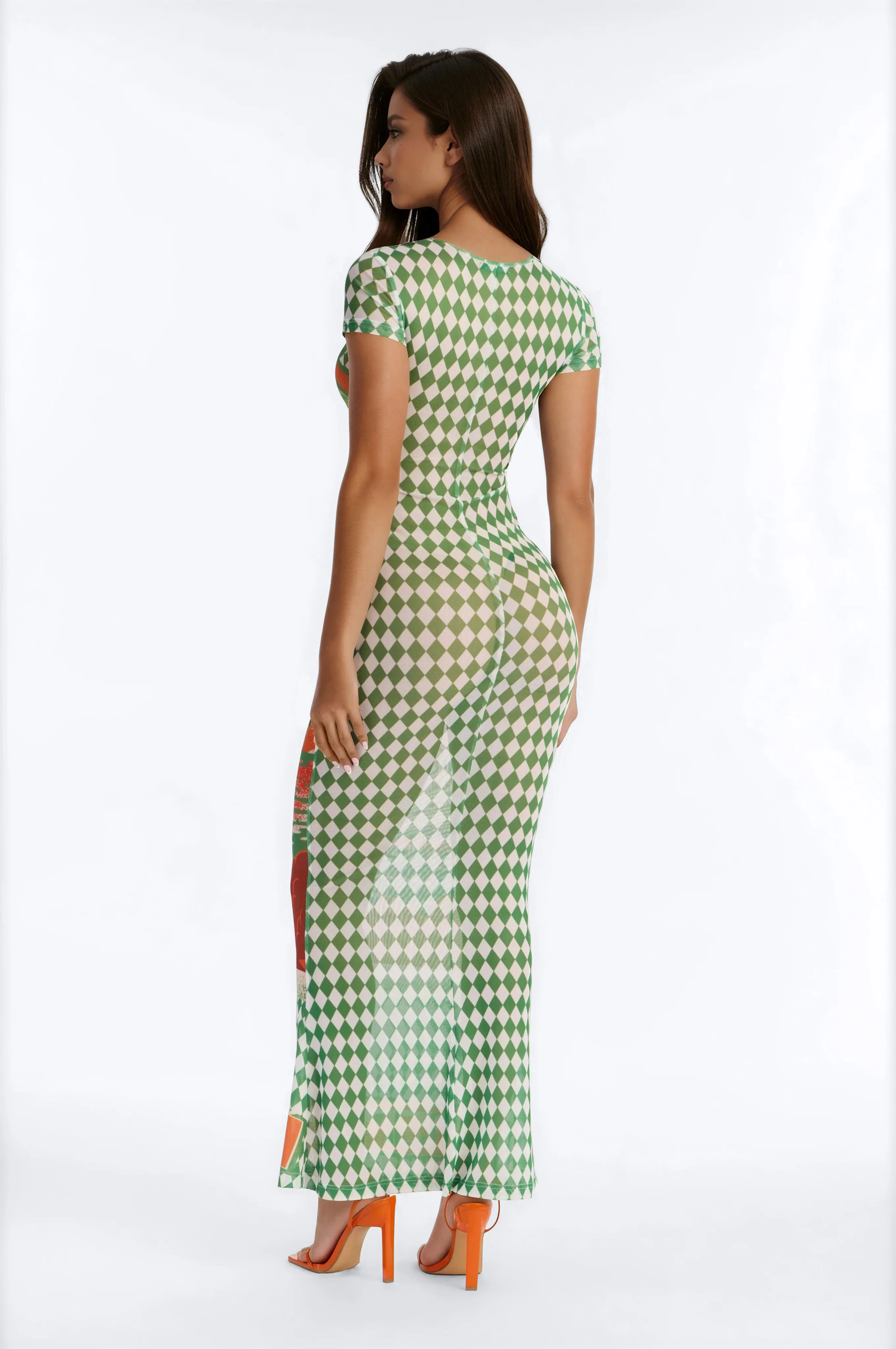 Take Me On A Trip Mesh Maxi Dress - Green/combo - Image 4