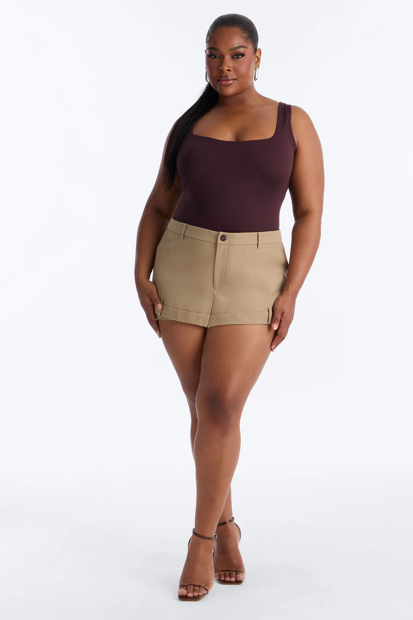 Take Notes Crepe Peekaboo Skort - Khaki - Image 5
