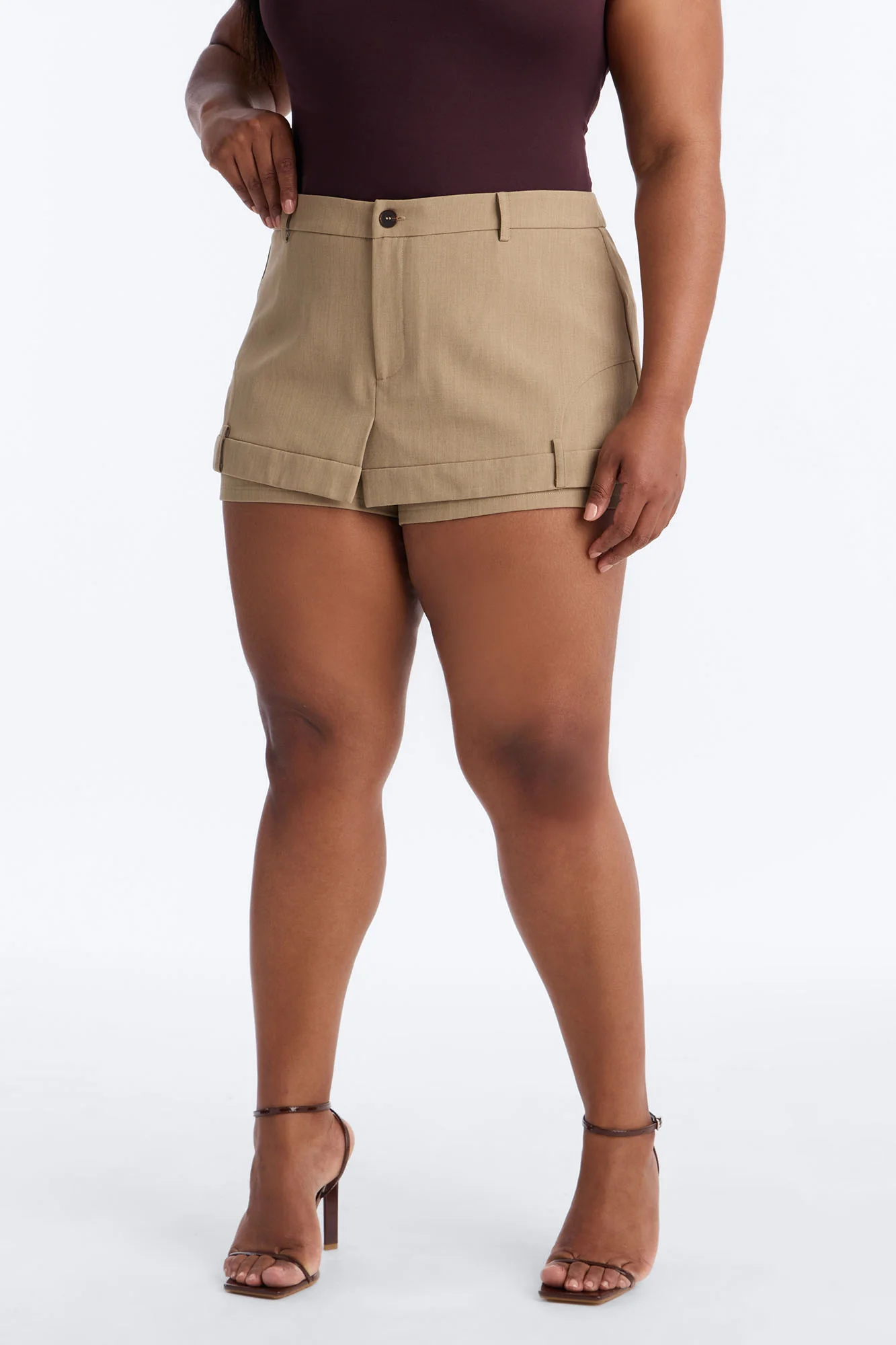 Take Notes Crepe Peekaboo Skort - Khaki - Image 6