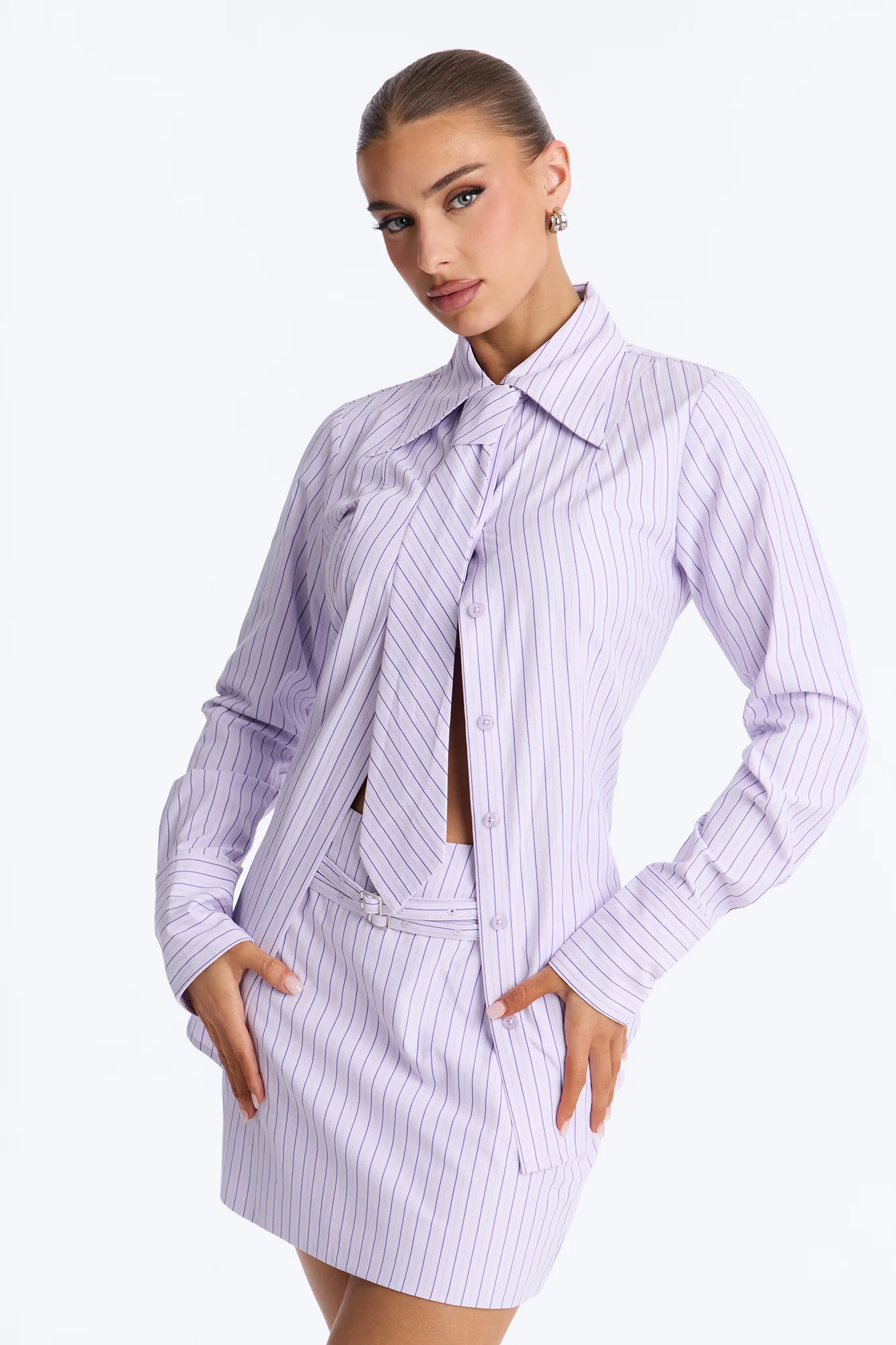 Take Notes Pinstripe 3 Piece Set - Lavender - Image 2