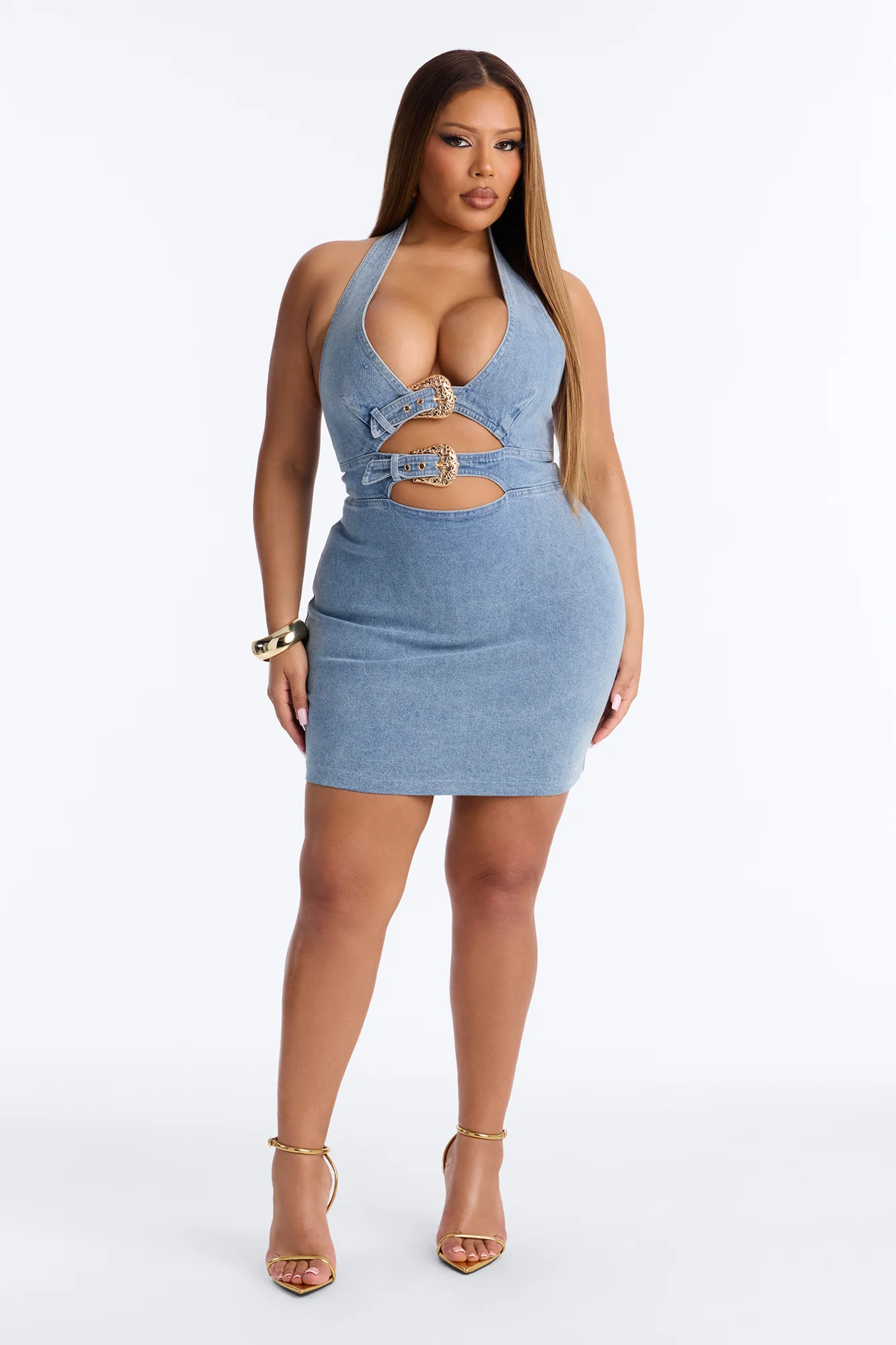Talia Belted Denim Mini Dress - Denim - Image 5