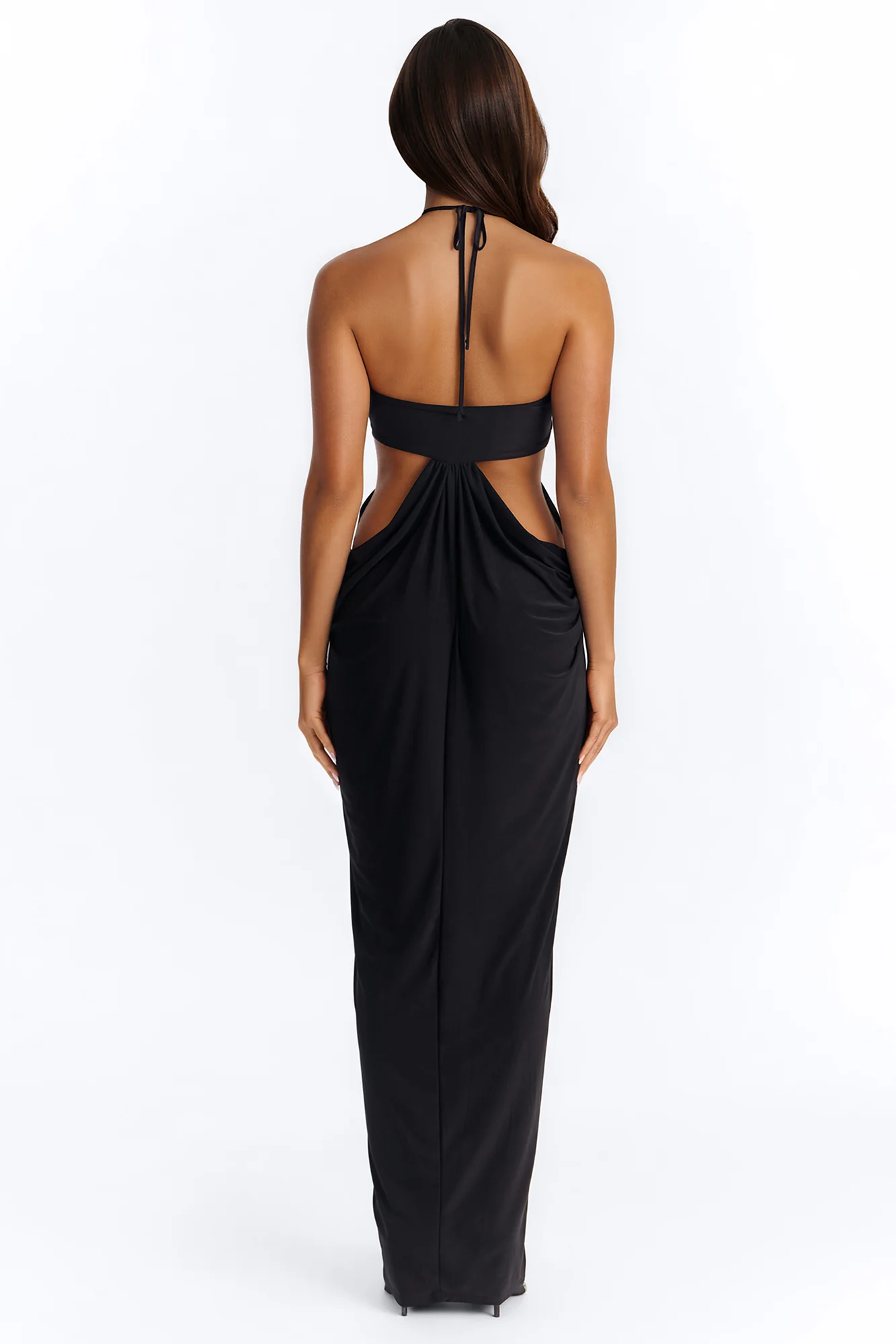 Talia Draped Maxi Dress - Black - Image 4