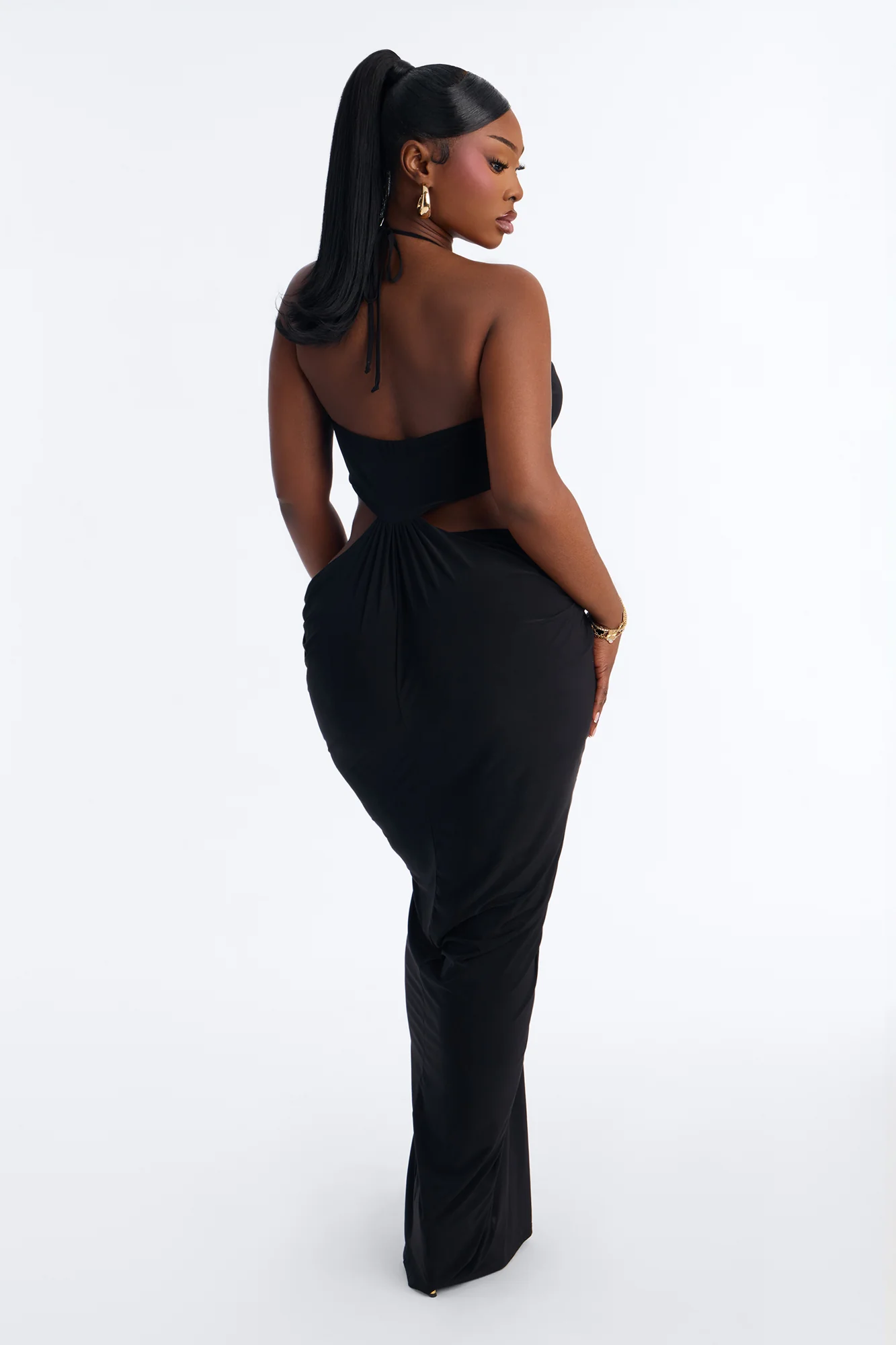 Talia Draped Maxi Dress - Black - Image 8