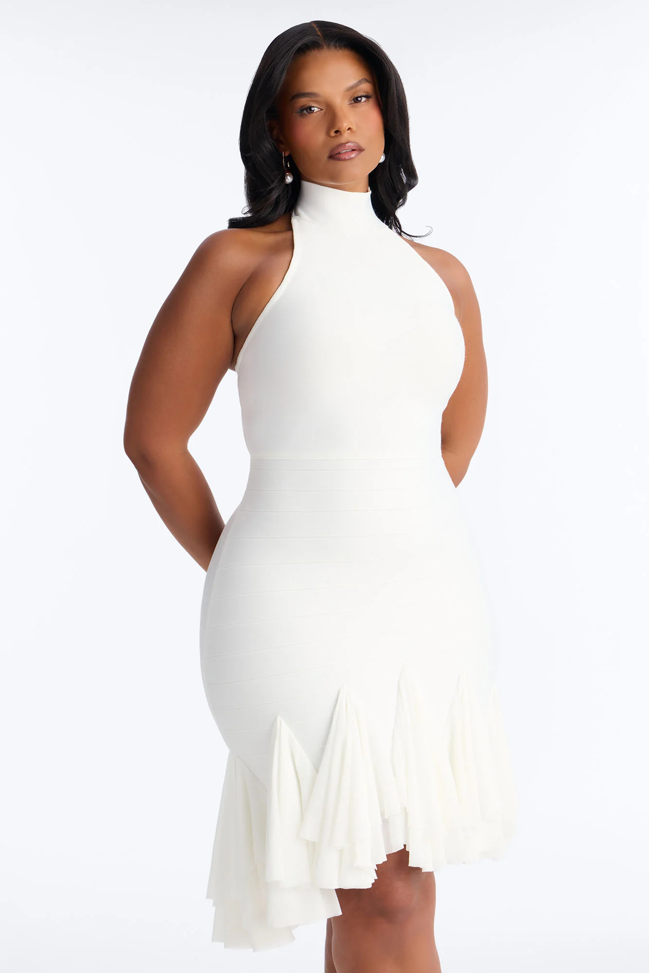 Talia Ruffle Bandage Mini Dress - White - Image 6