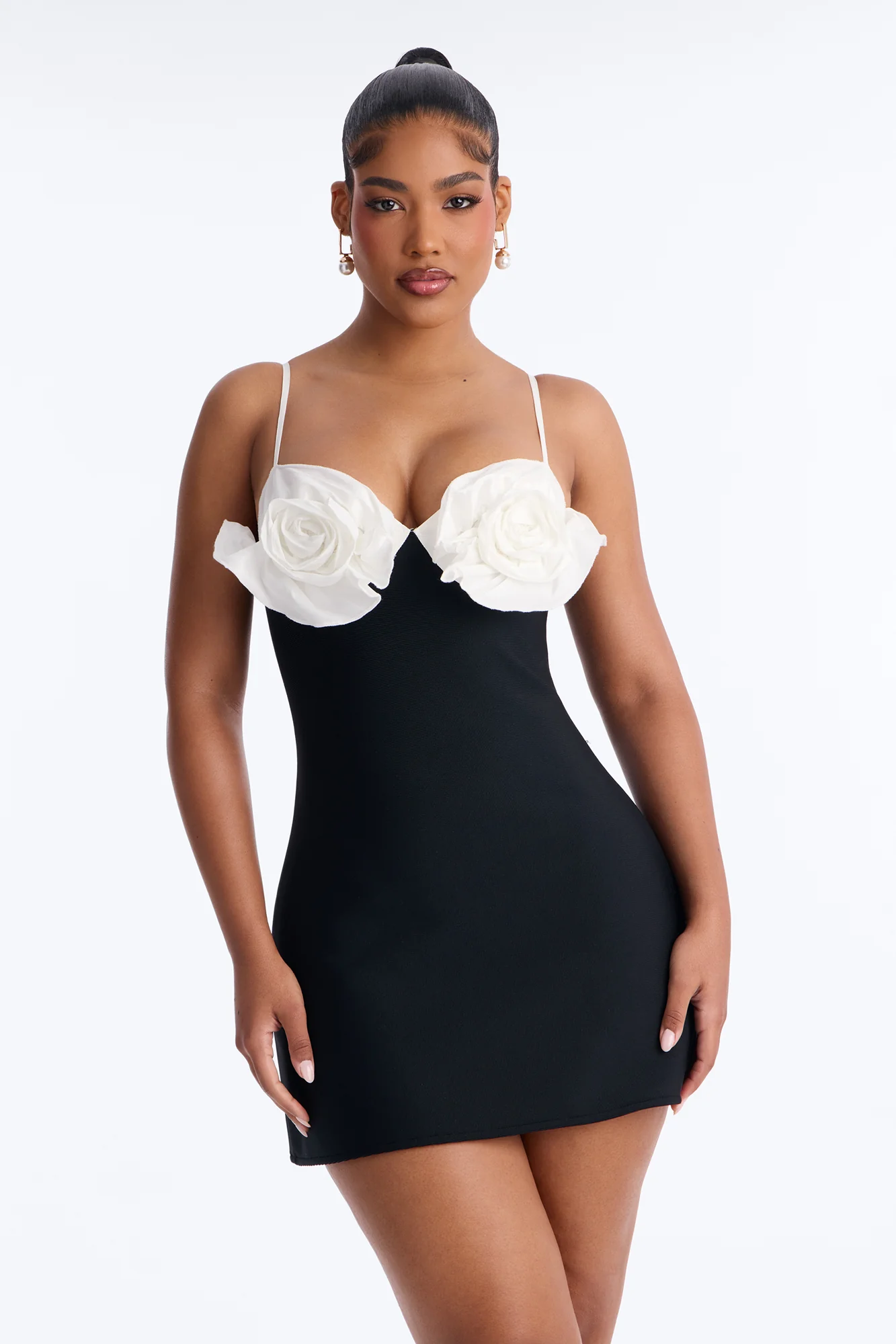 Talia Spaghetti Strap Bandage Mini Dress - Black/White
