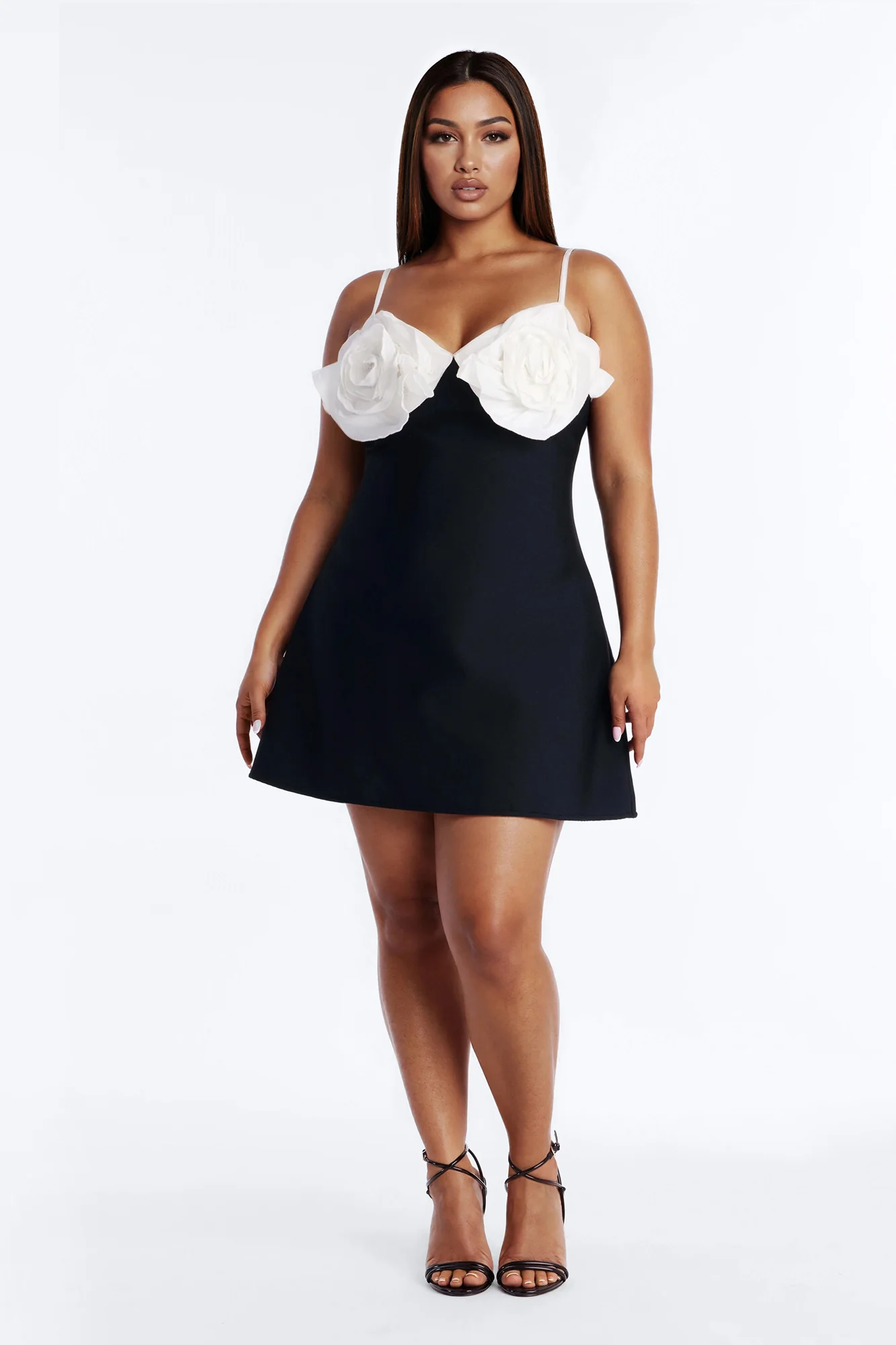 Talia Spaghetti Strap Bandage Mini Dress - Black/White - Image 6