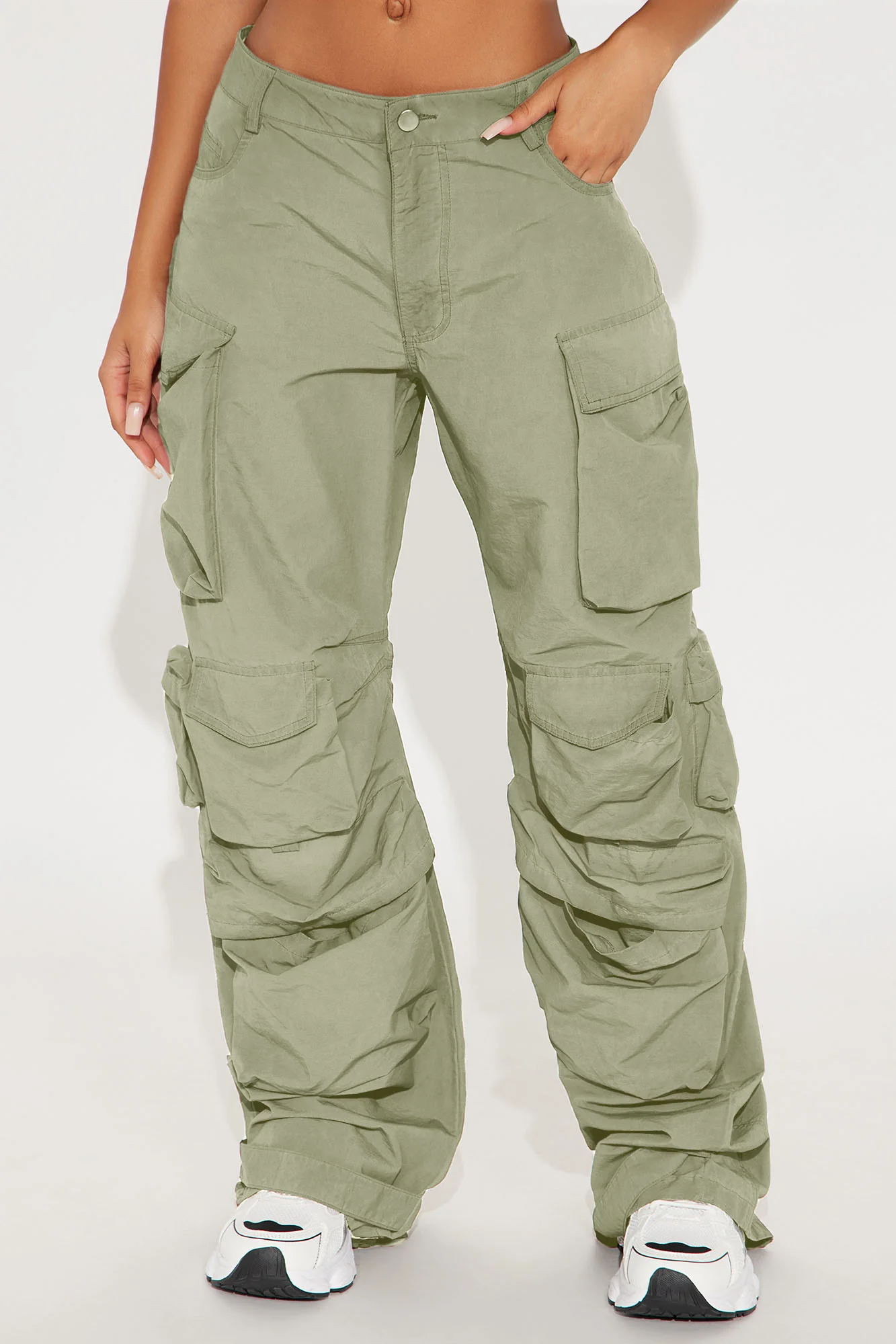 Talk It Up Oversized Cargo Pant - Sage - Image 2